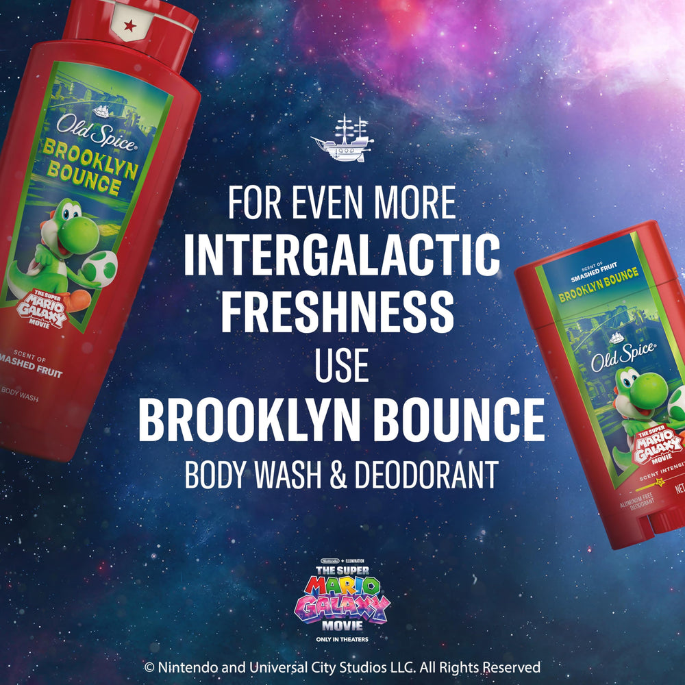 Old Spice Brooklyn Bounce Smashed Fruit scent energizes your shower.
