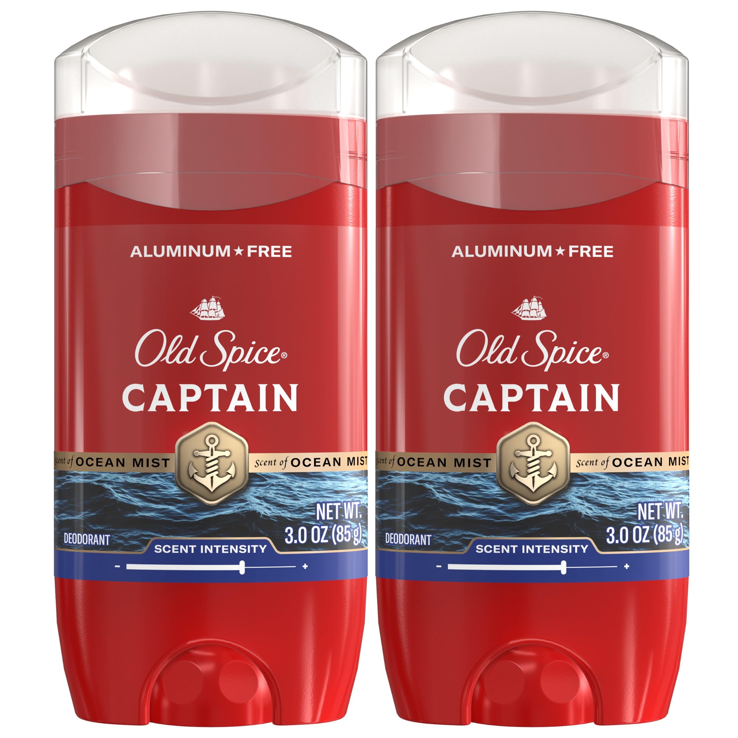 Old Spice Captain Bergamot deodorant, 3oz, pack of two for long-lasting freshness.