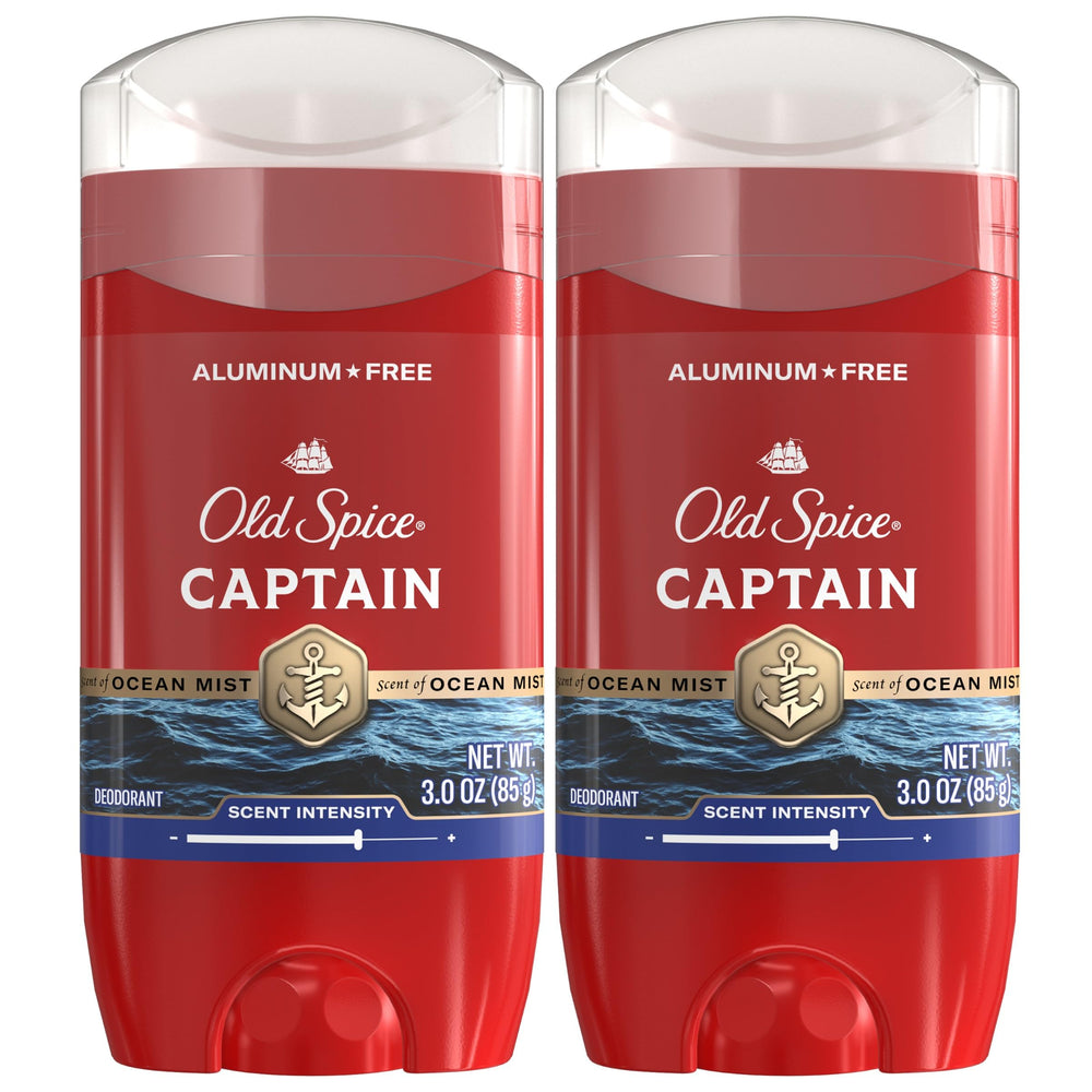 Old Spice Captain Bergamot deodorant, 3oz, pack of two for long-lasting freshness.
