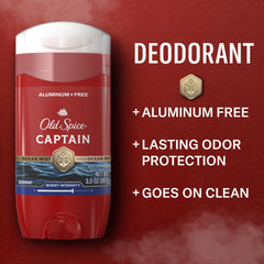 Close-up of Old Spice Captain Bergamot deodorant front view highlighting bold fragrance.