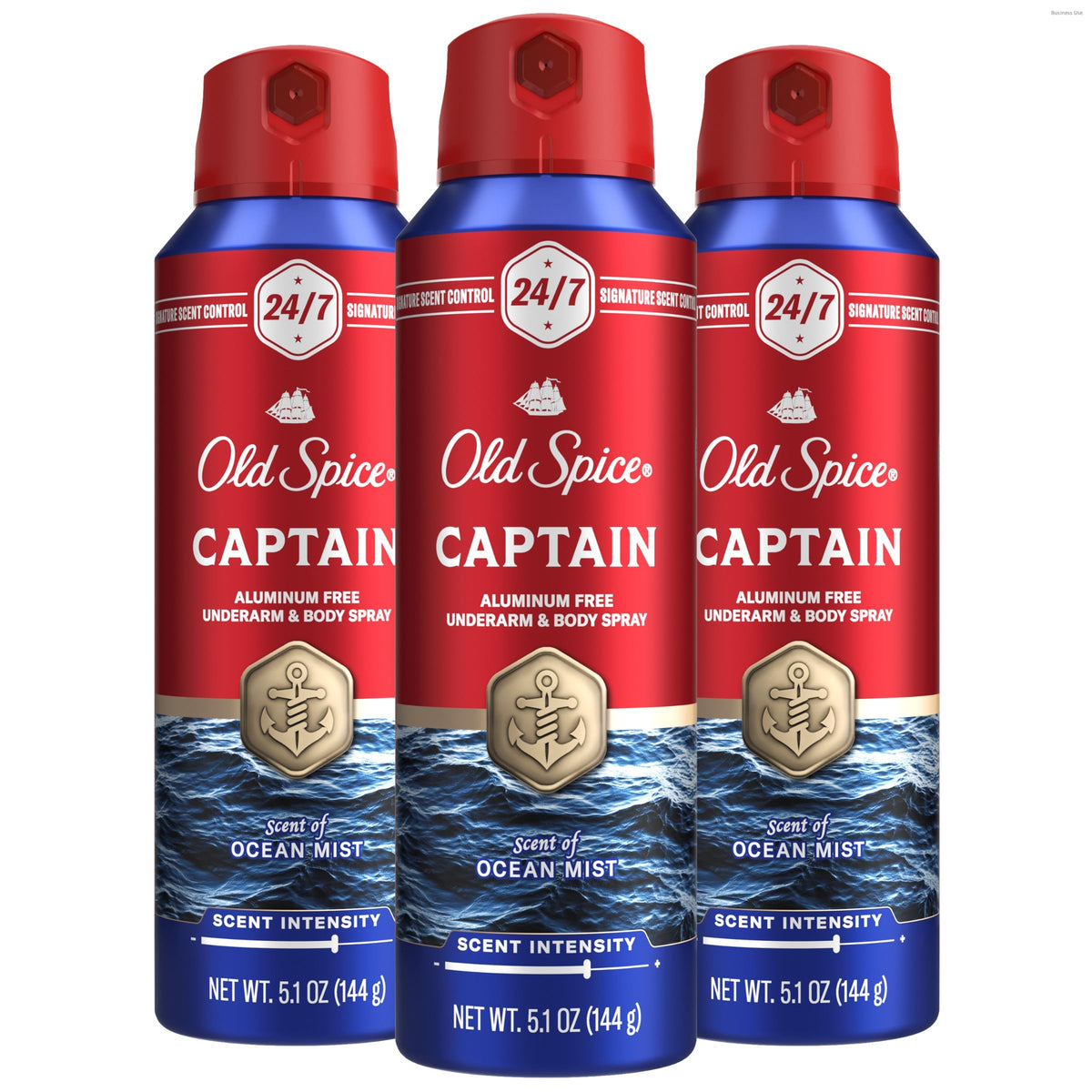 Old Spice Captain bottle front view for all-day freshness and signature scent.