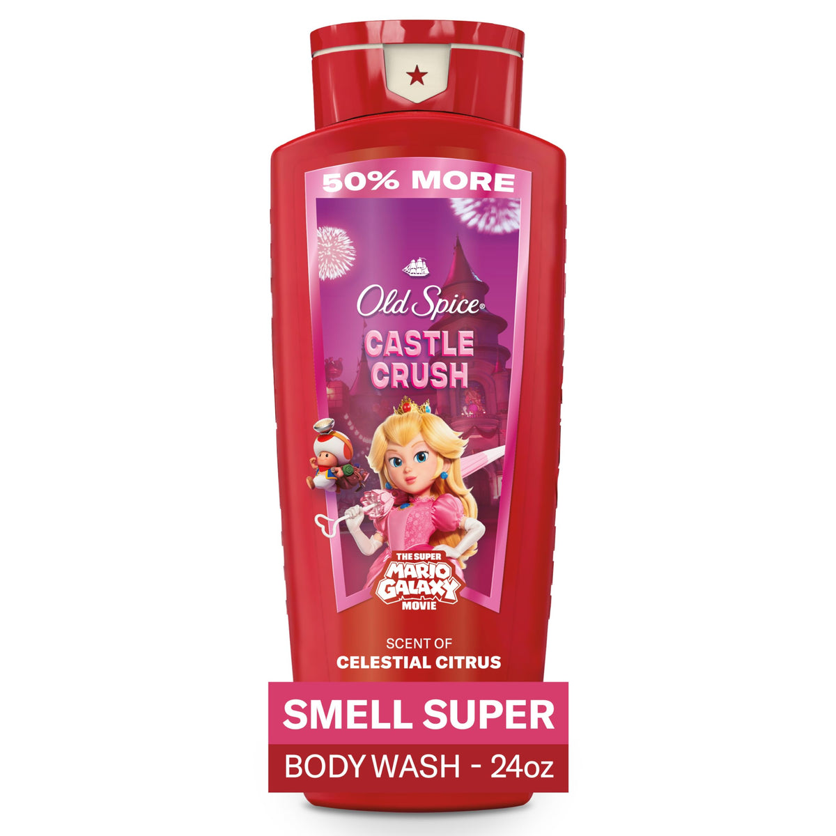 Old Spice Castle Crush body wash bottle highlights Celestial Citrus for all-day freshness.
