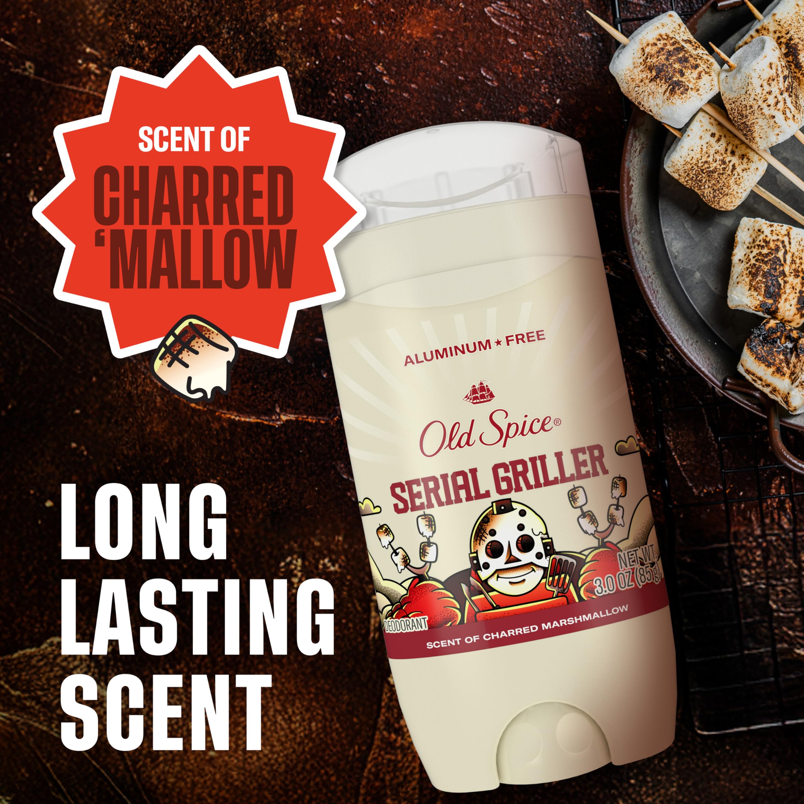 Old Spice Charred Marshmallow scent bottle evokes warm campfire memories