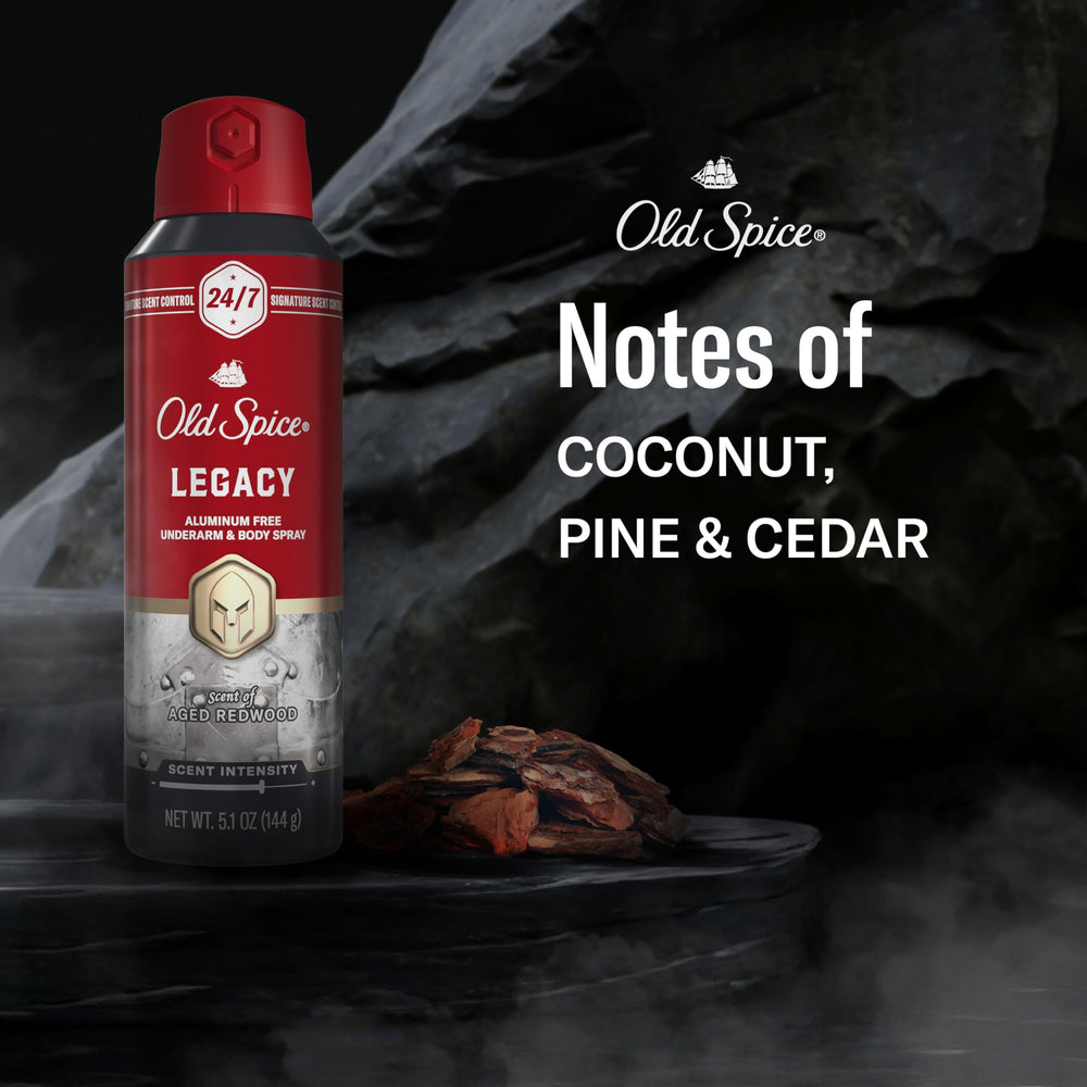 Old Spice coconut-pine-cedar scent notes evoke tropical-wood freshness