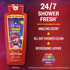 Old Spice Cosmic Quest bottle with rich lather for a refreshing shower.