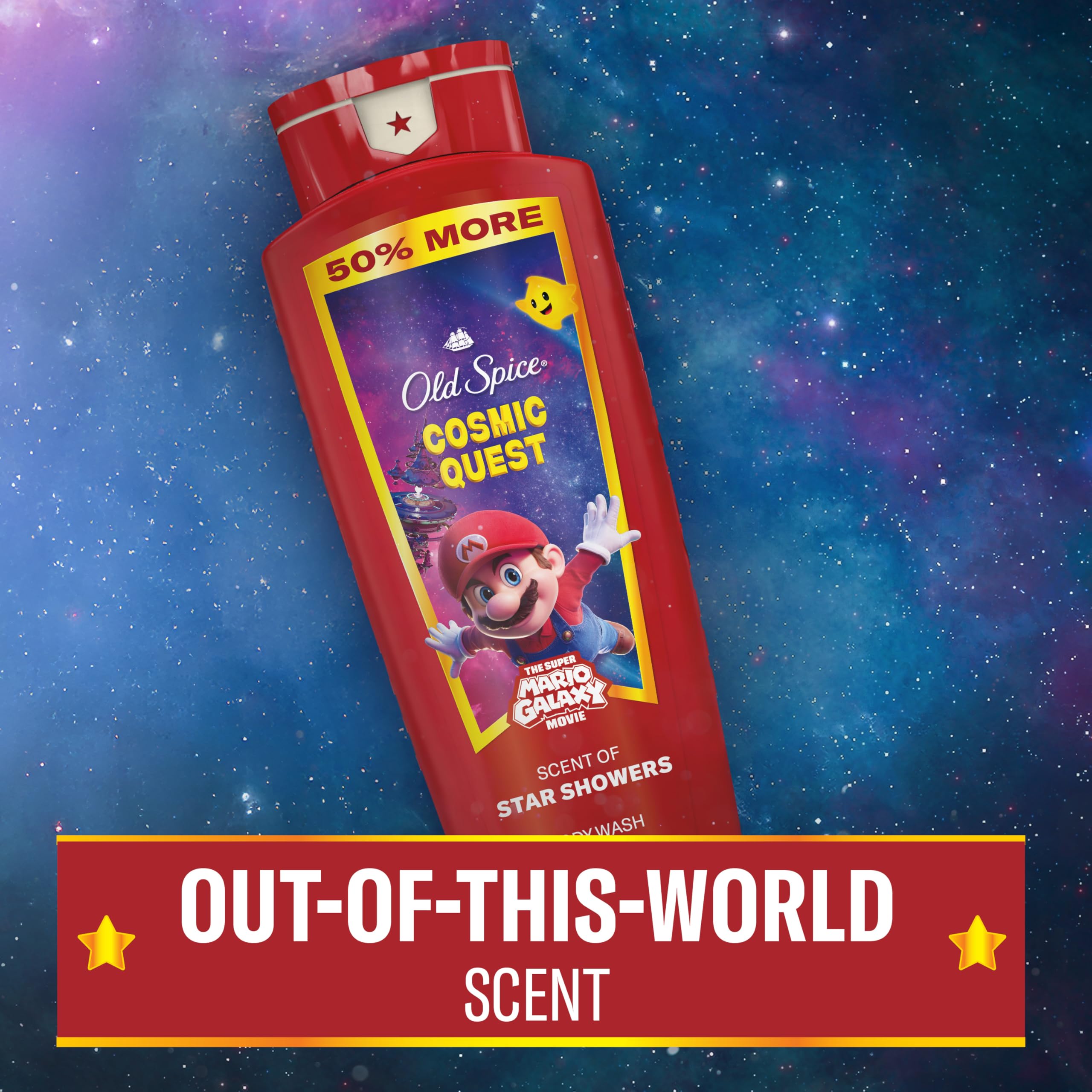 Old Spice Cosmic Quest collection display shows gift-ready options.