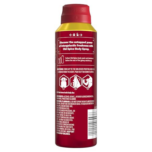 Old Spice Cosmic Quest odor protection icon with 24/7 freshness note.