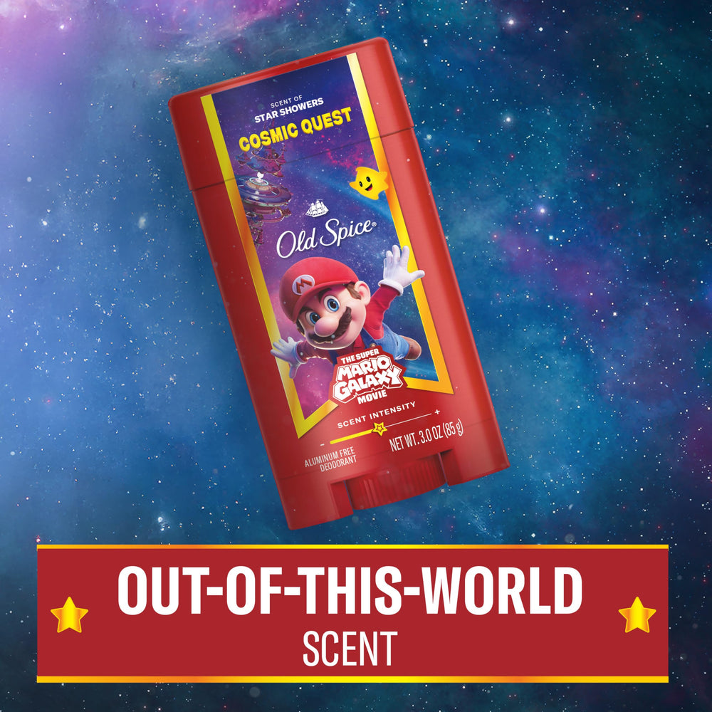 Old Spice deodorant stick being applied for quick refresh.