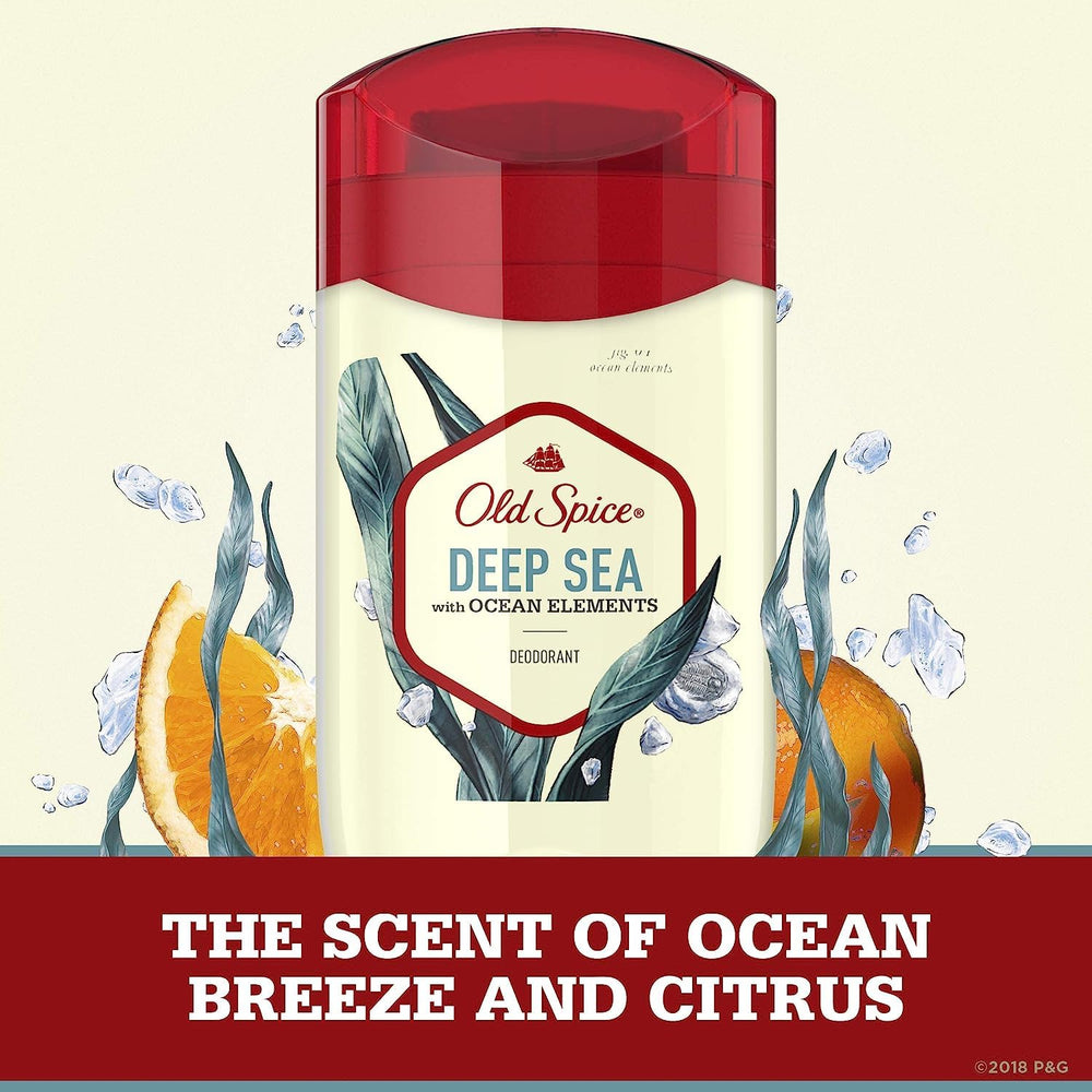 Applying Old Spice Deep Sea deodorant for daily odor control.