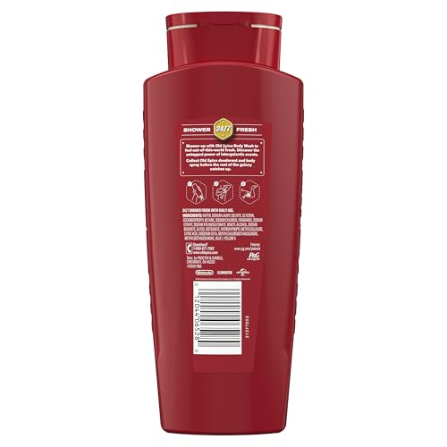 Old Spice Desert Detour on bathroom counter with a 24 oz bottle.