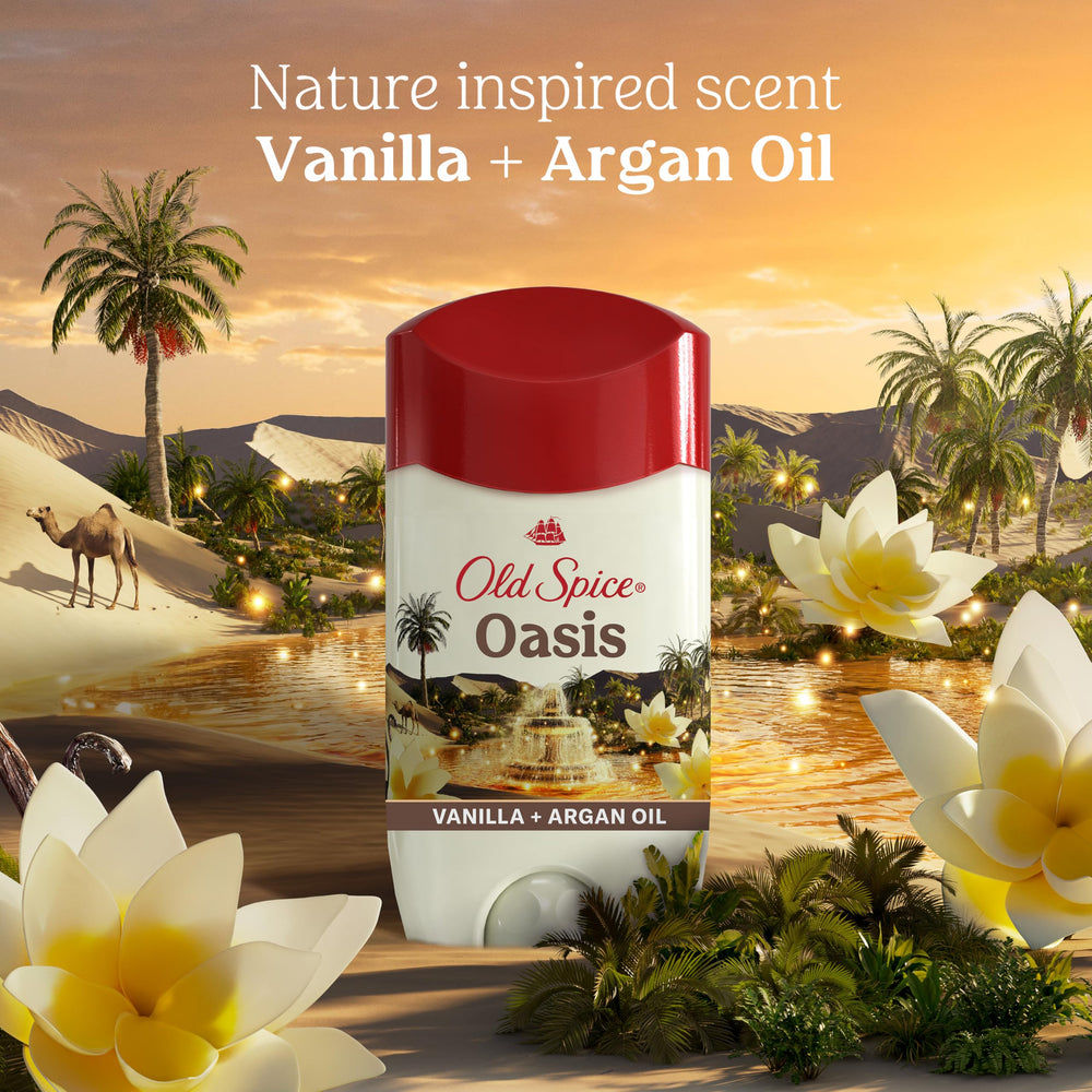 Old Spice Dry Feel scent notes vanilla and argan oil