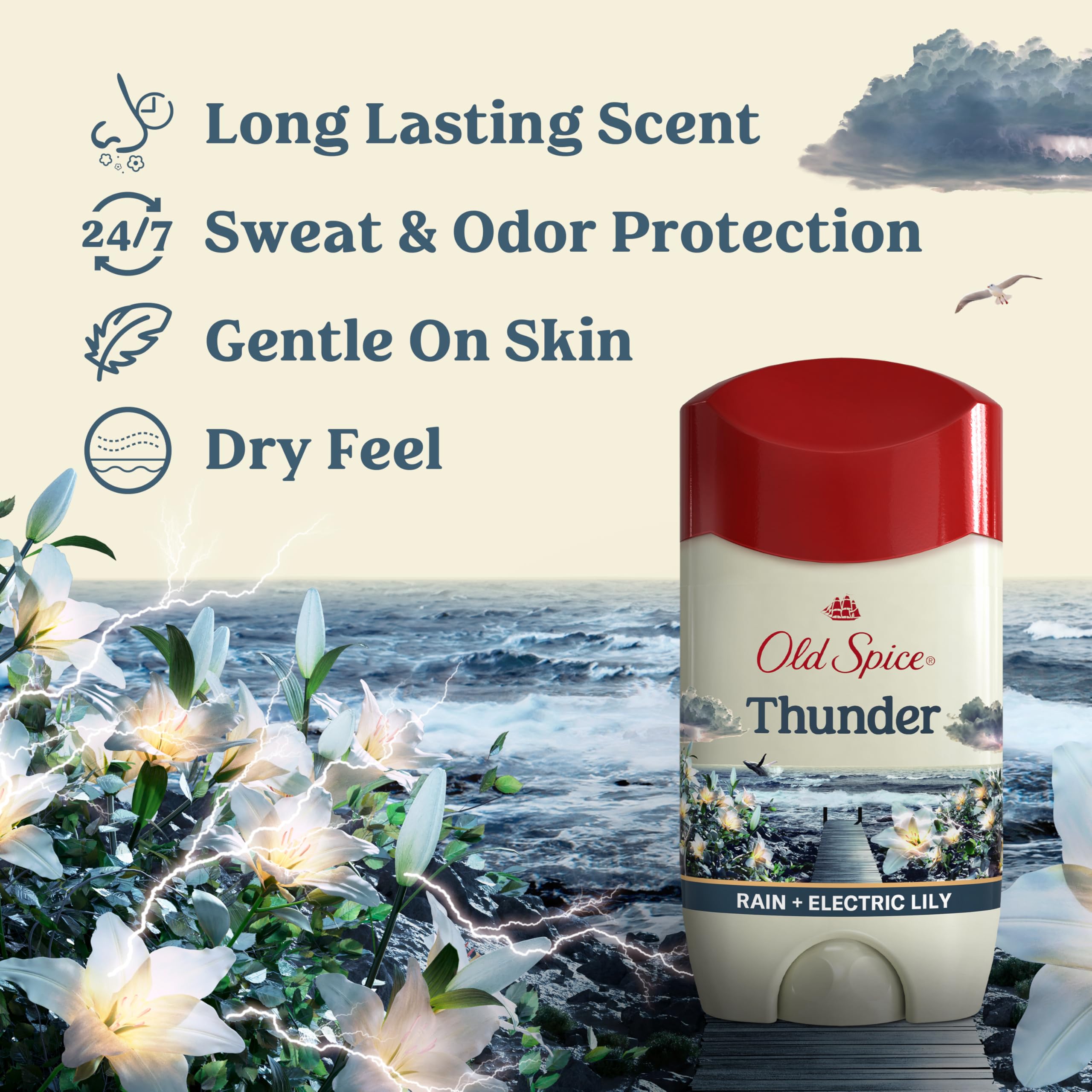Old Spice Dry Feel stick application close-up showing smooth glide