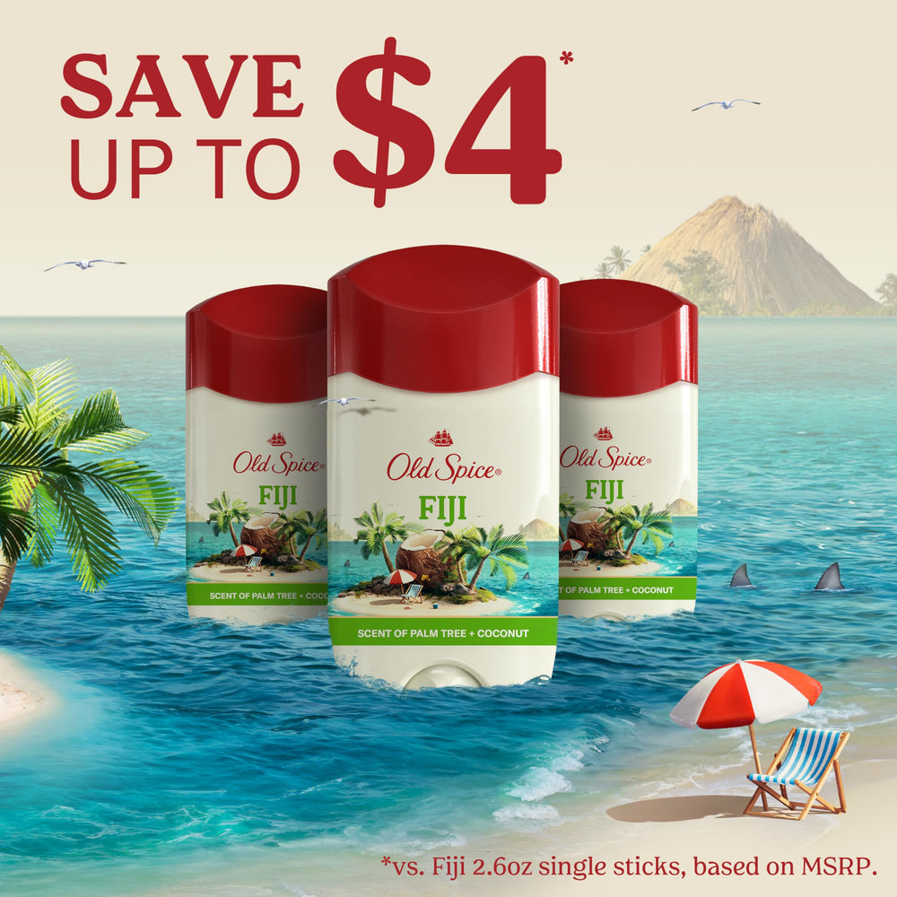 Old Spice Fiji dry feel texture shown for quick, clean application.