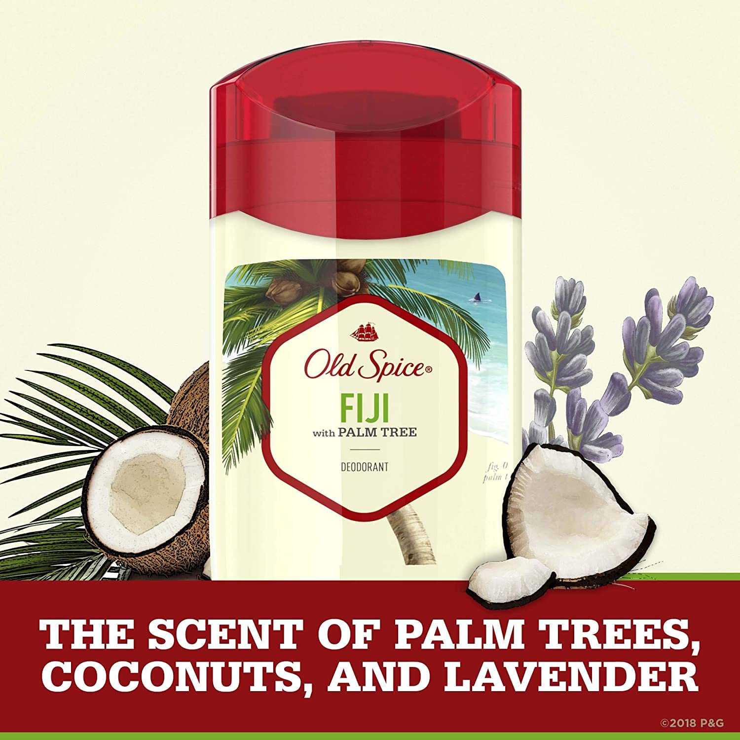 Old Spice Fiji Palm Tree Scent usage visual suggests easy daily application after shower.