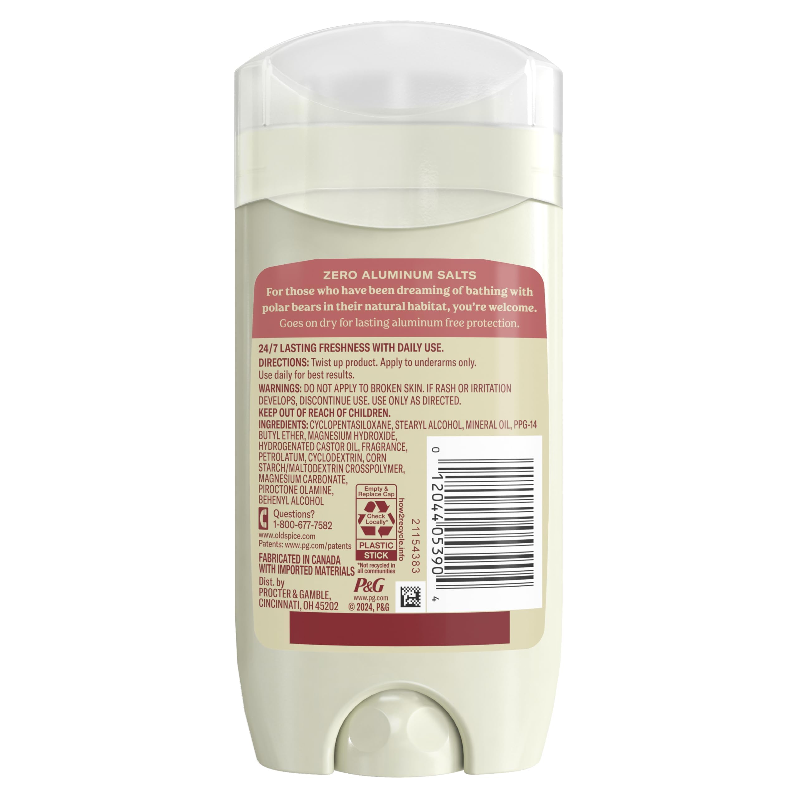 Old Spice GentleMan's aluminum-free deodorant label highlights skin-friendly care