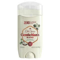 Old Spice GentleMan's Blend deodorant bottle with eucalyptus and coconut oil for daily freshness.
