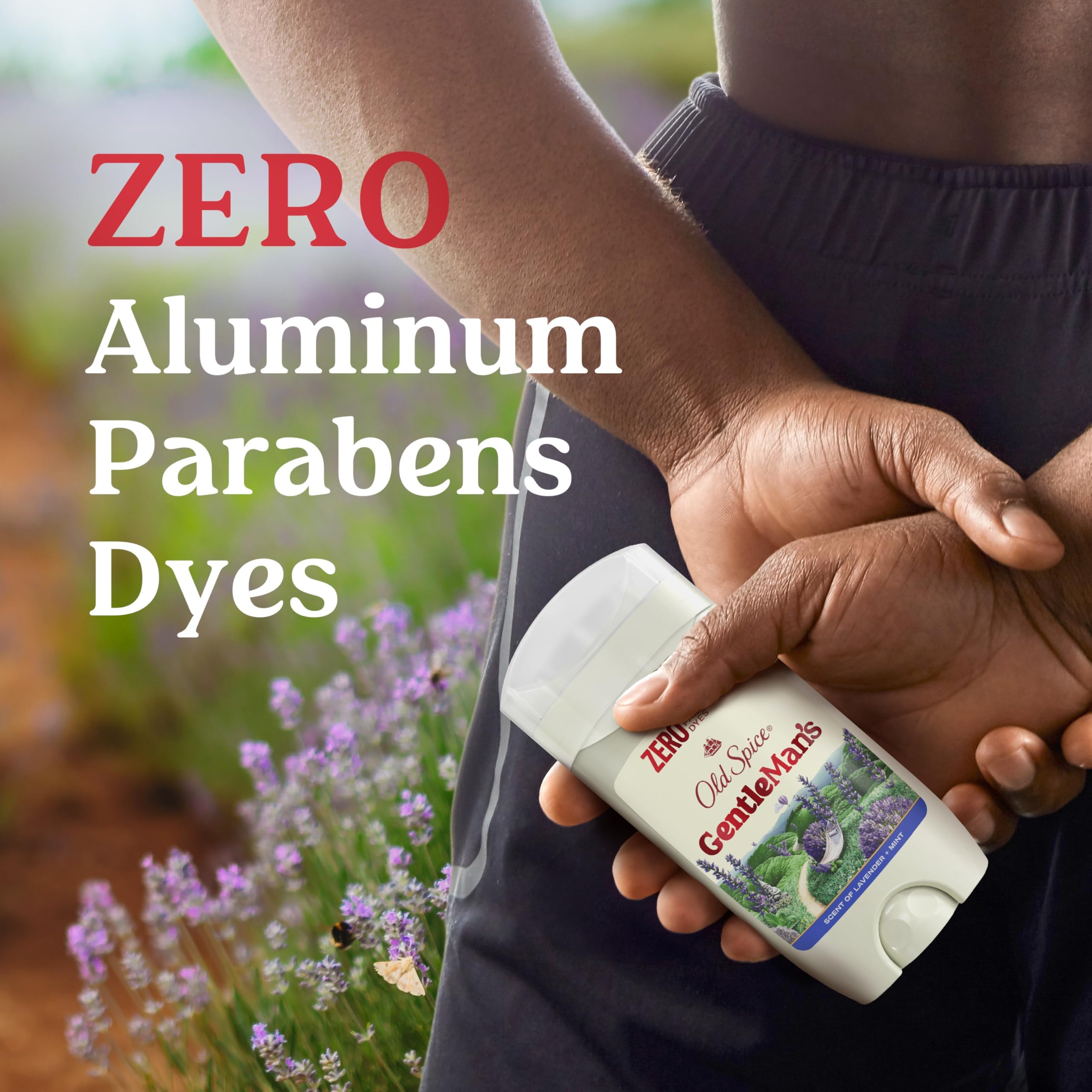 Old Spice GentleMan's deodorant-no-aluminum-graphic illustrating gentle on skin promise.