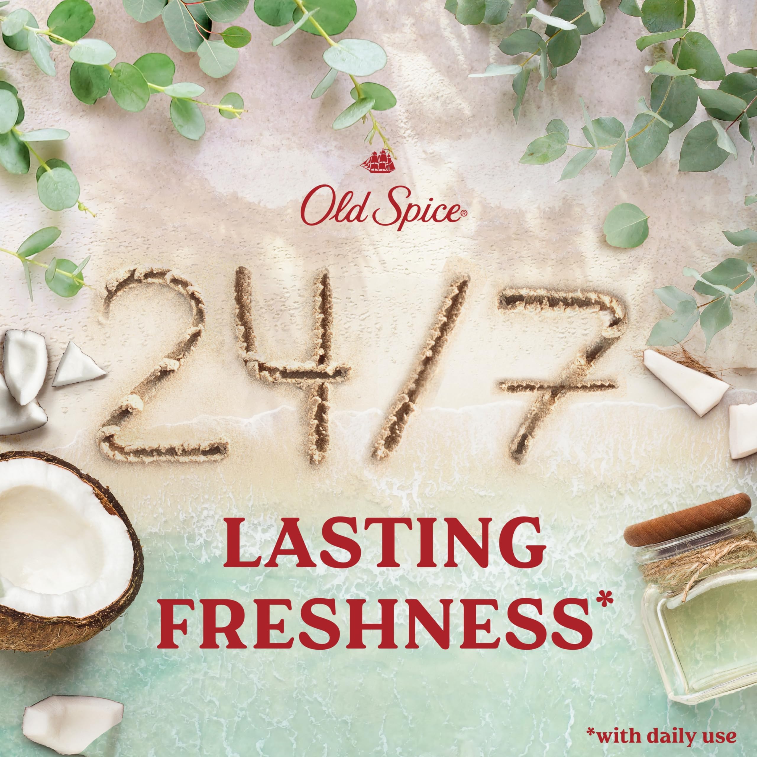 Old Spice GentleMan's eucalyptus coconut bottle ready for daily use and refreshing scent