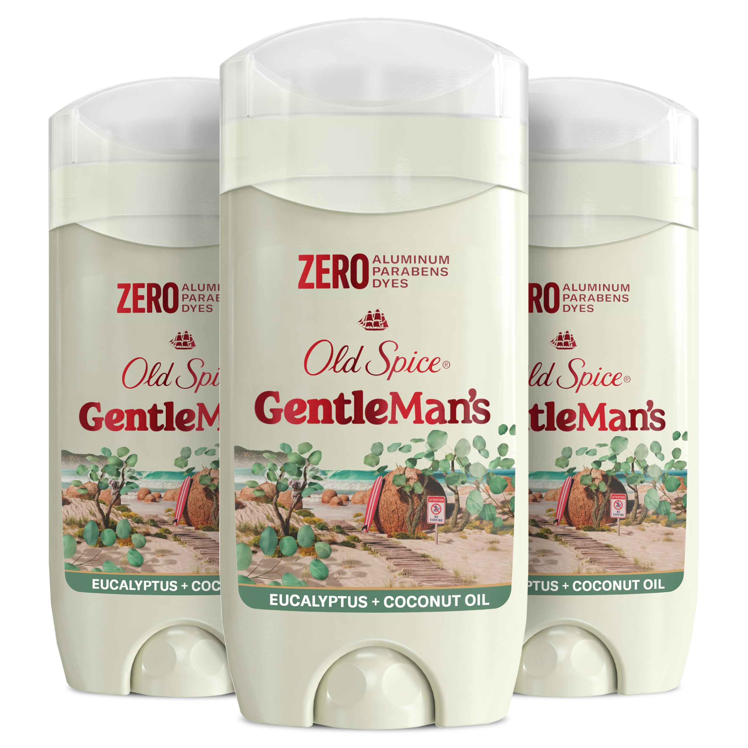 Old Spice GentleMan's pack3 front bottle showing aluminum-free deodorant for all-day freshness