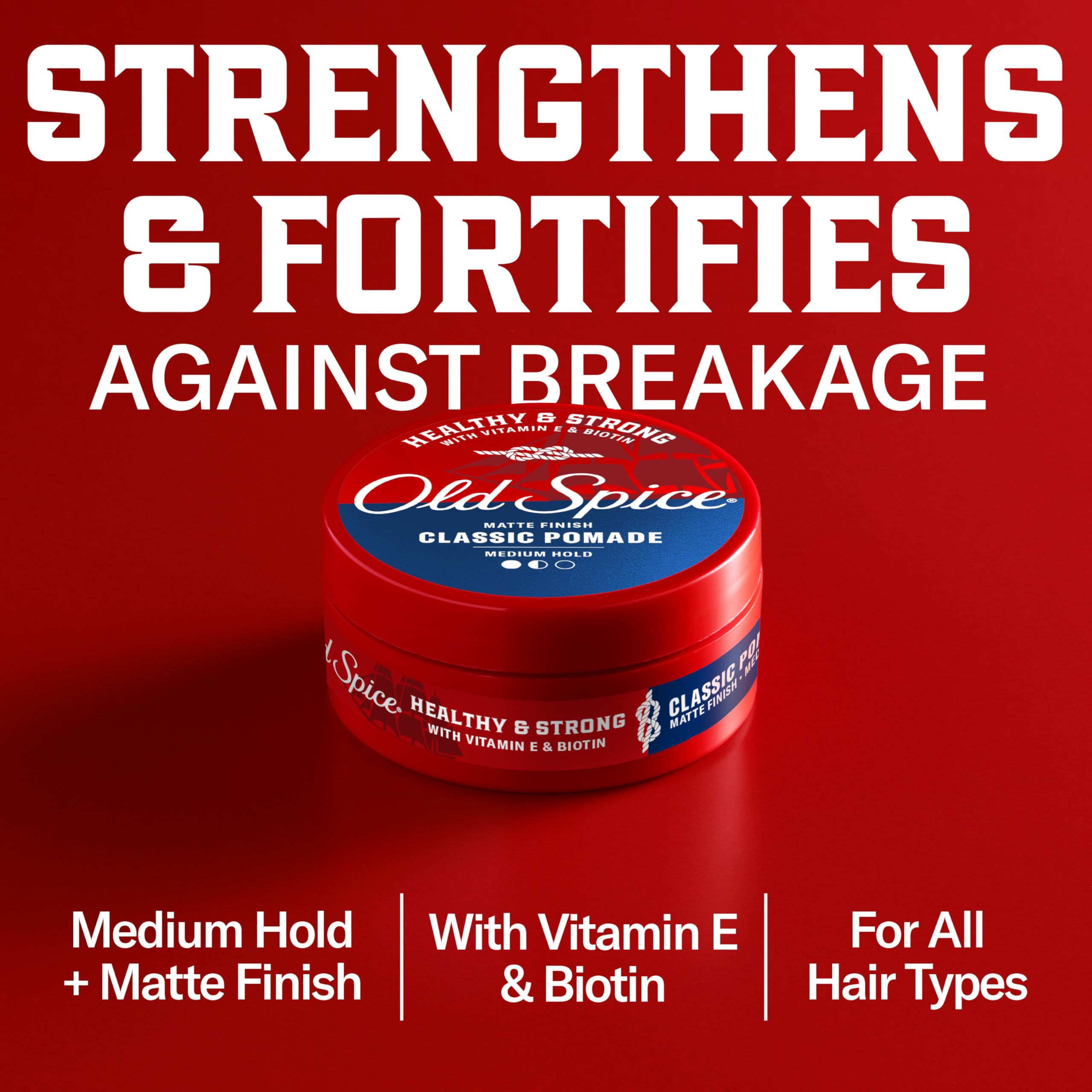 Old Spice pomade with matte finish for natural-looking, flexible hold