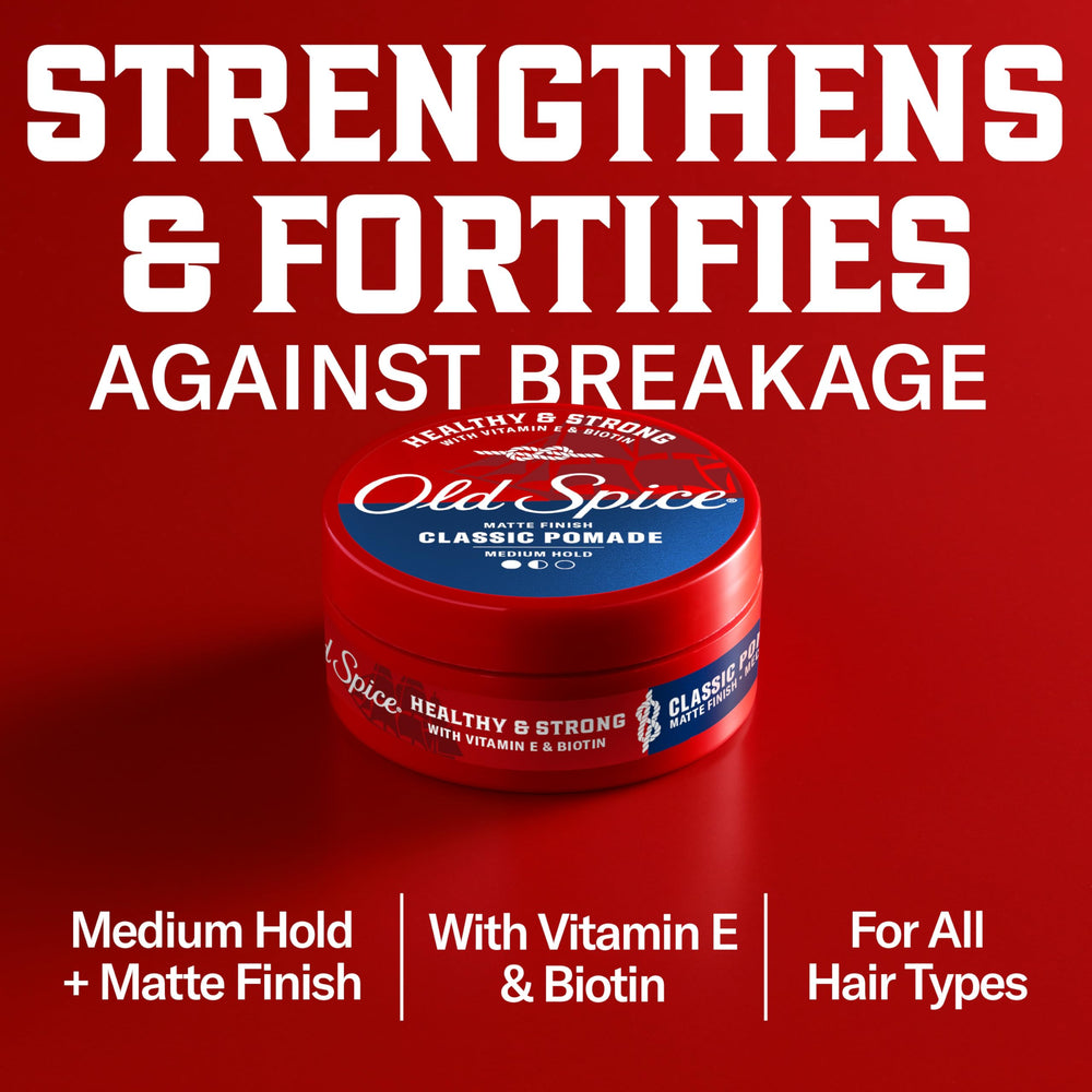 Old Spice pomade with matte finish for natural-looking, flexible hold