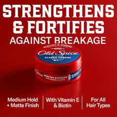 Old Spice pomade with matte finish for natural-looking, flexible hold