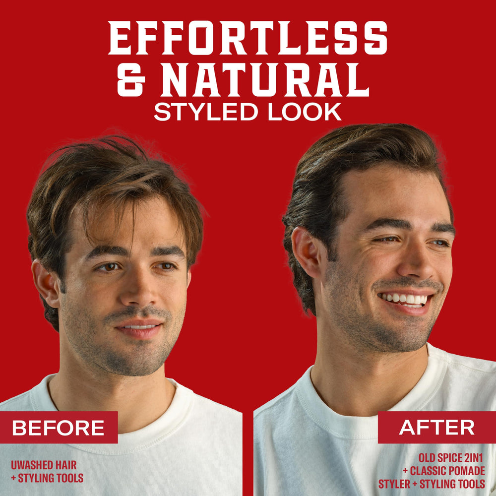 Old Spice pomade includes vitamin E and biotin for healthier-looking hair