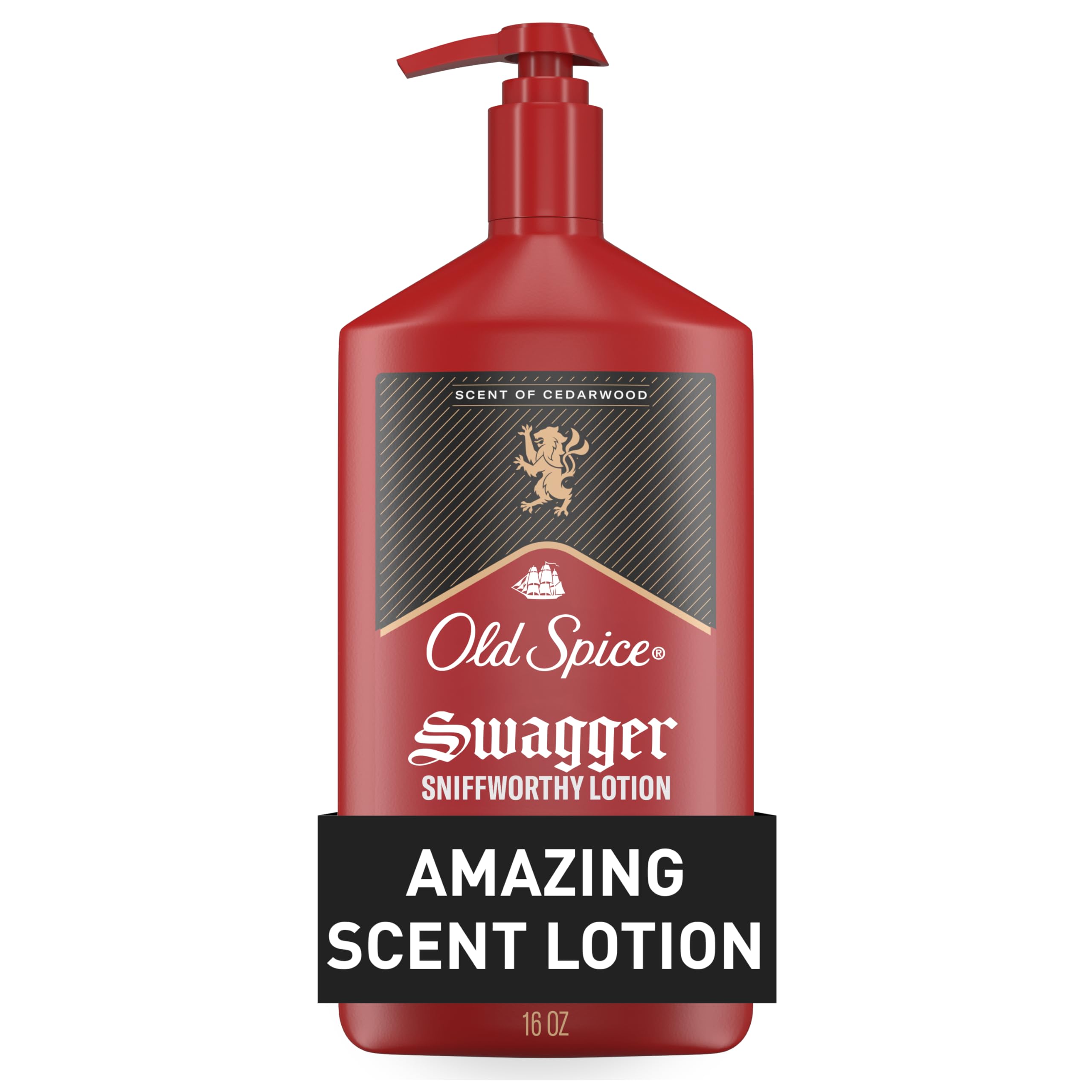 Old Spice bottle with pump for easy daily moisturization.