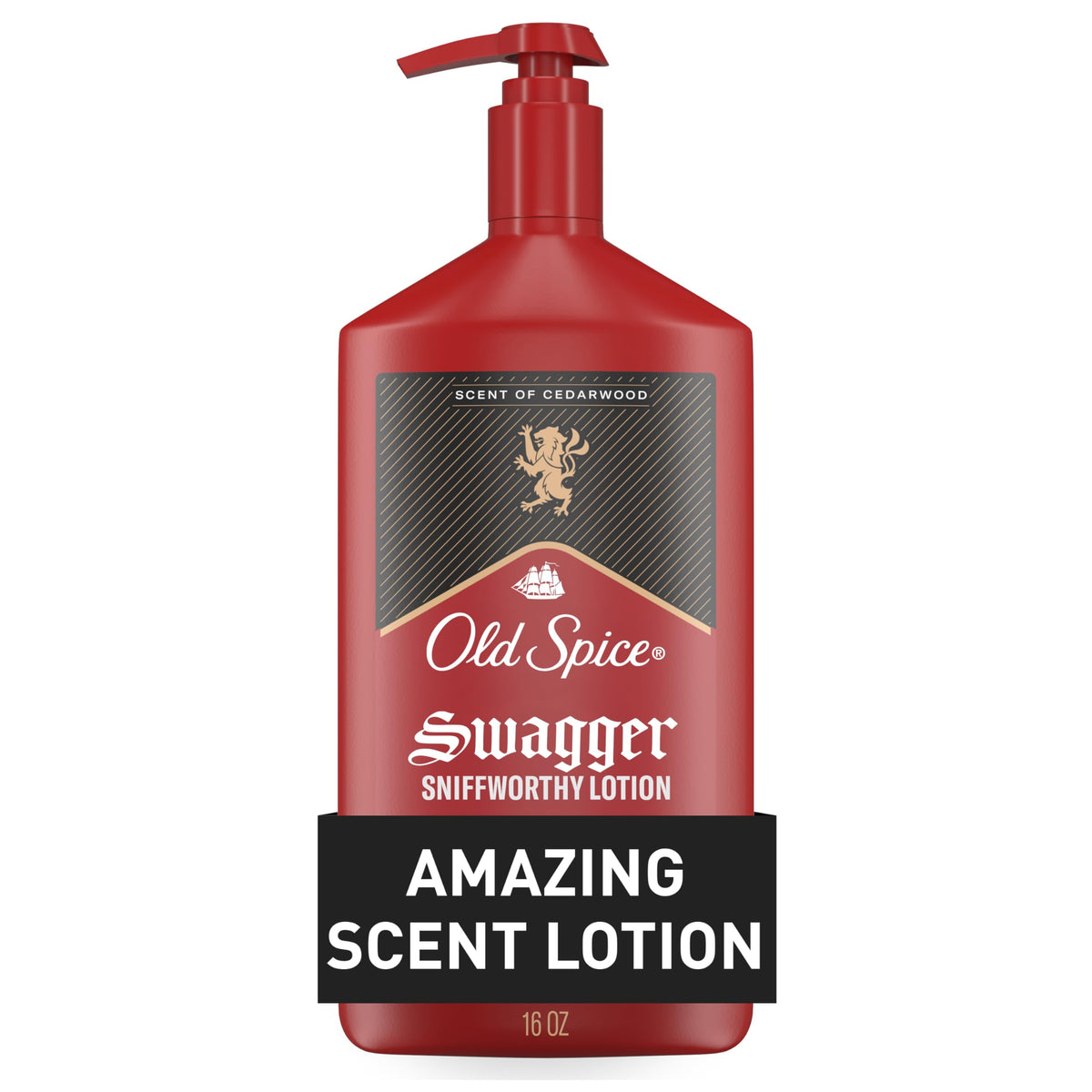 Old Spice bottle with pump for easy daily moisturization.