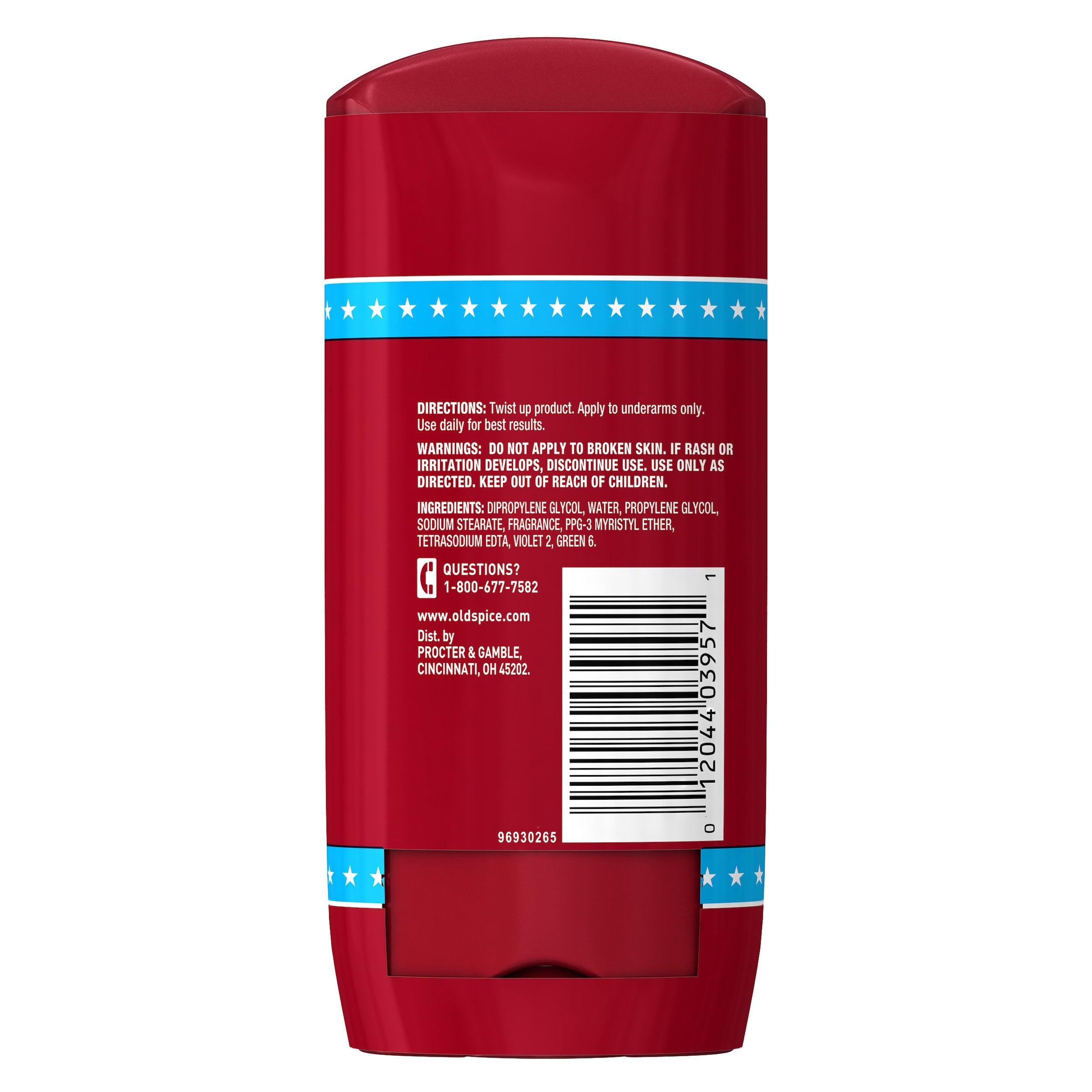 Applying swipe of Old Spice High Endurance stick for everyday freshness.