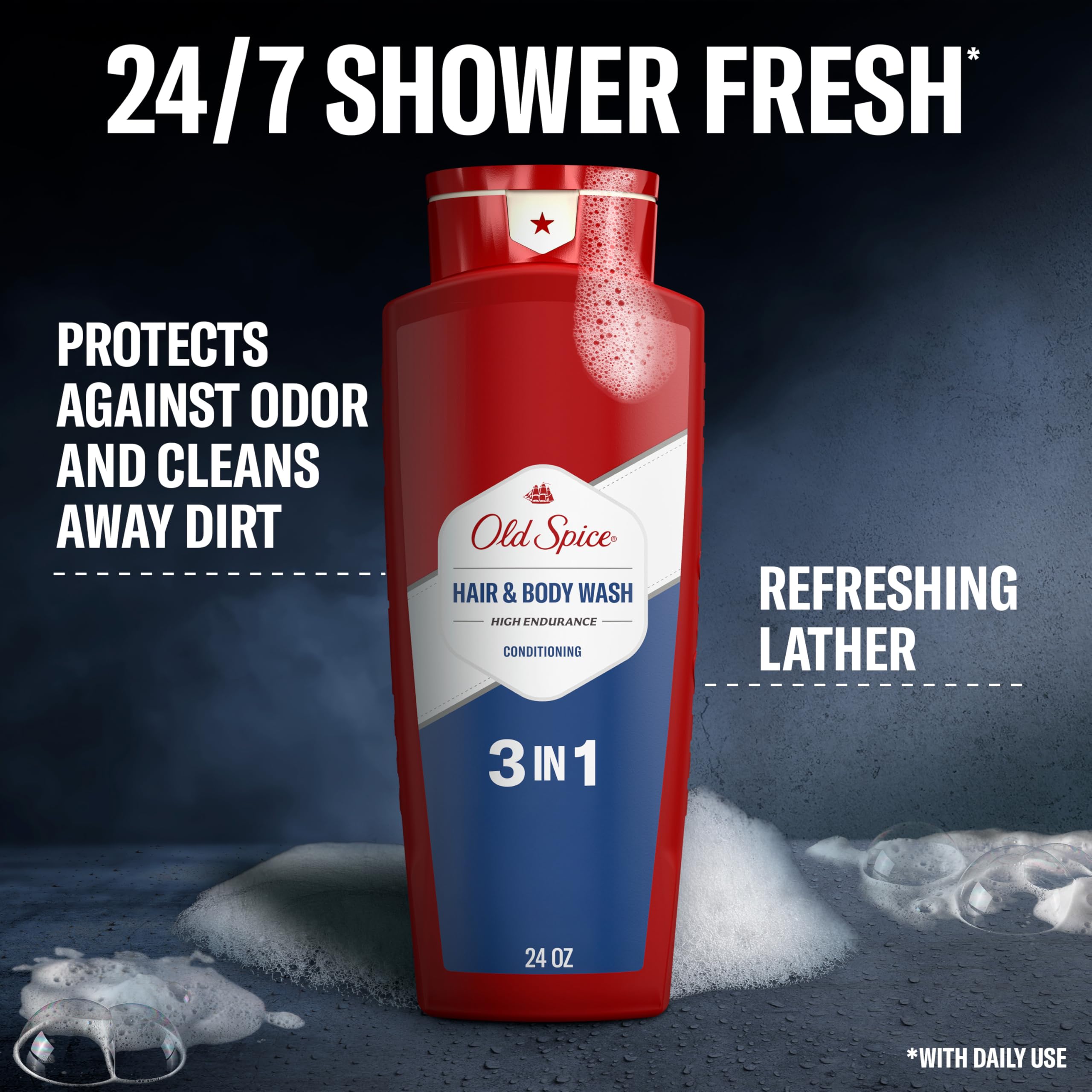 Old Spice High Endurance bottle back label with usage tips for efficiency