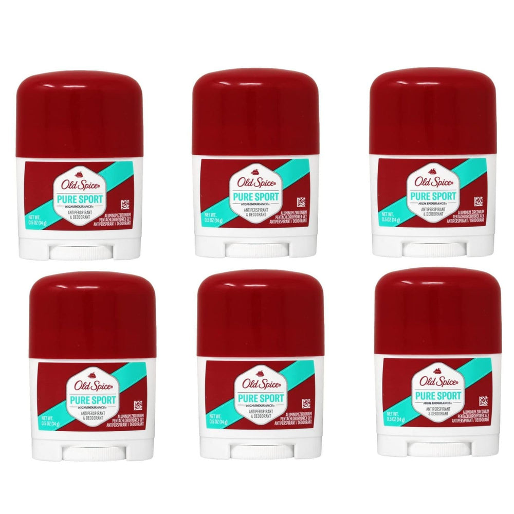 Old Spice High Endurance Pure Sport travel-size stick six-pack for on-the-go freshness