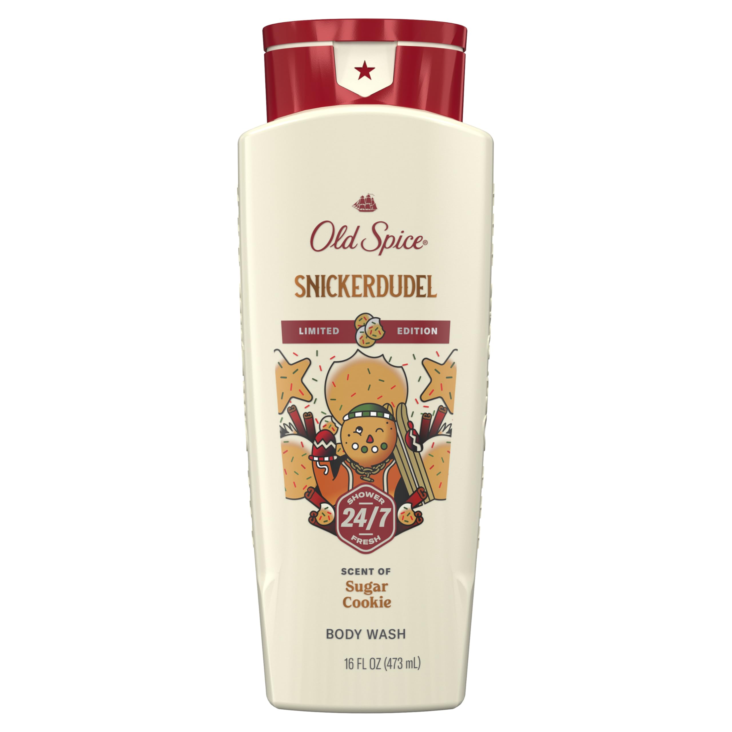Old Spice Holidude Snickerdudel bottle showing festive scent for all-day freshness