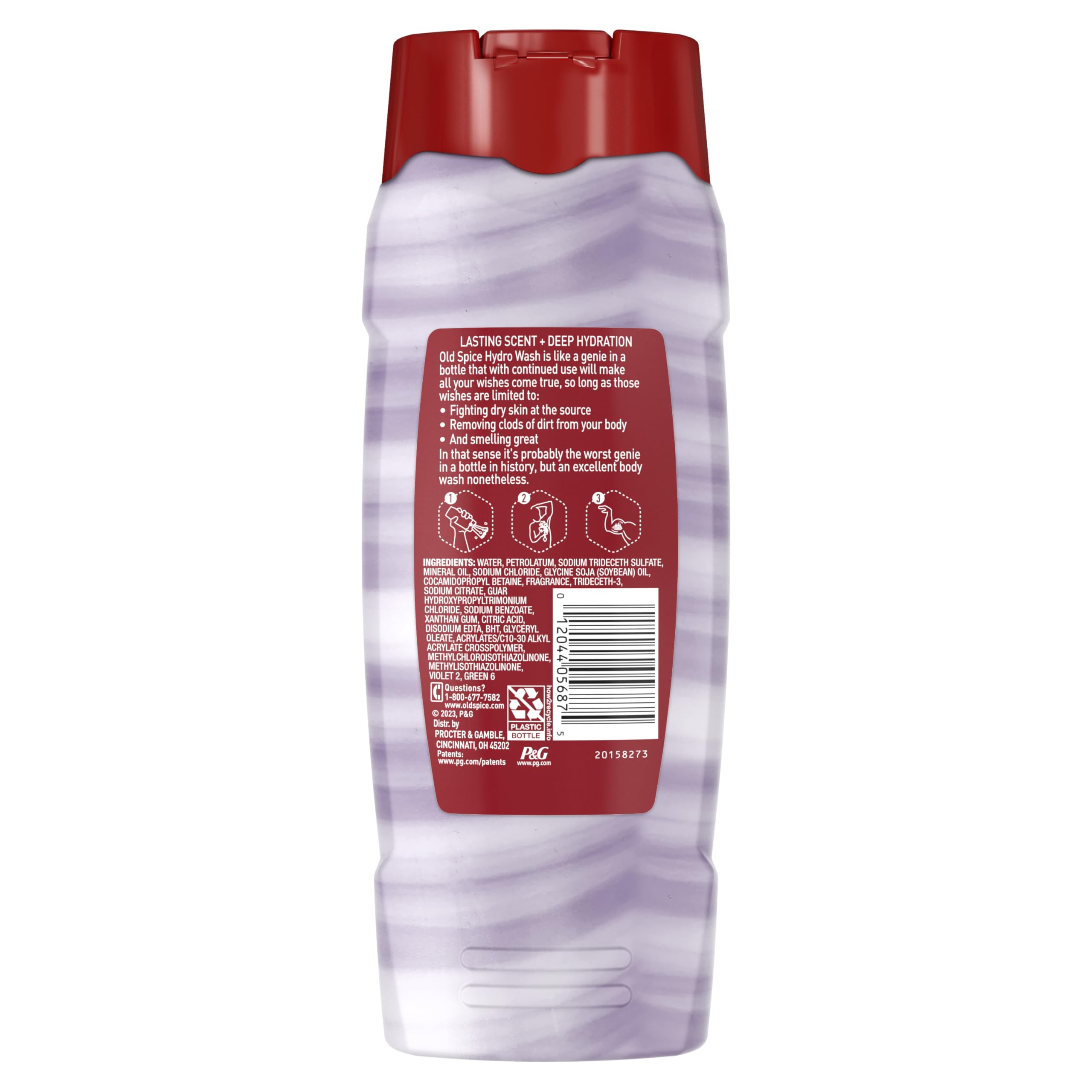 After-shower routine with Old Spice Hydro Wash shown.
