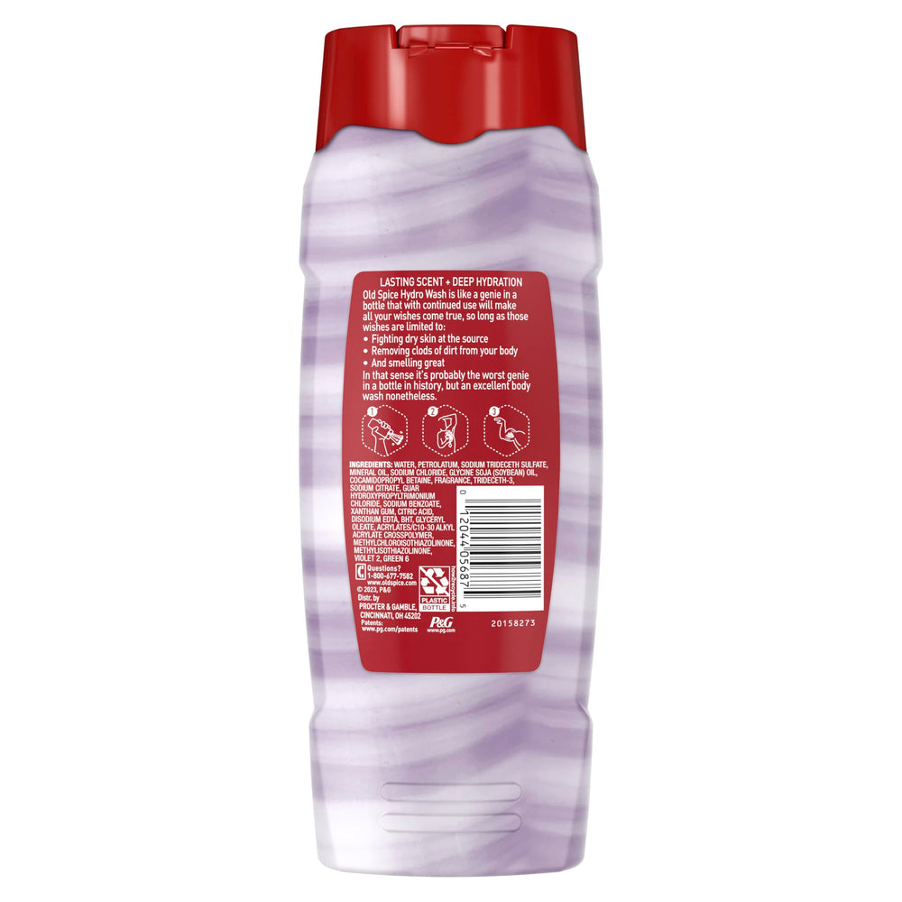 After-shower routine with Old Spice Hydro Wash shown.
