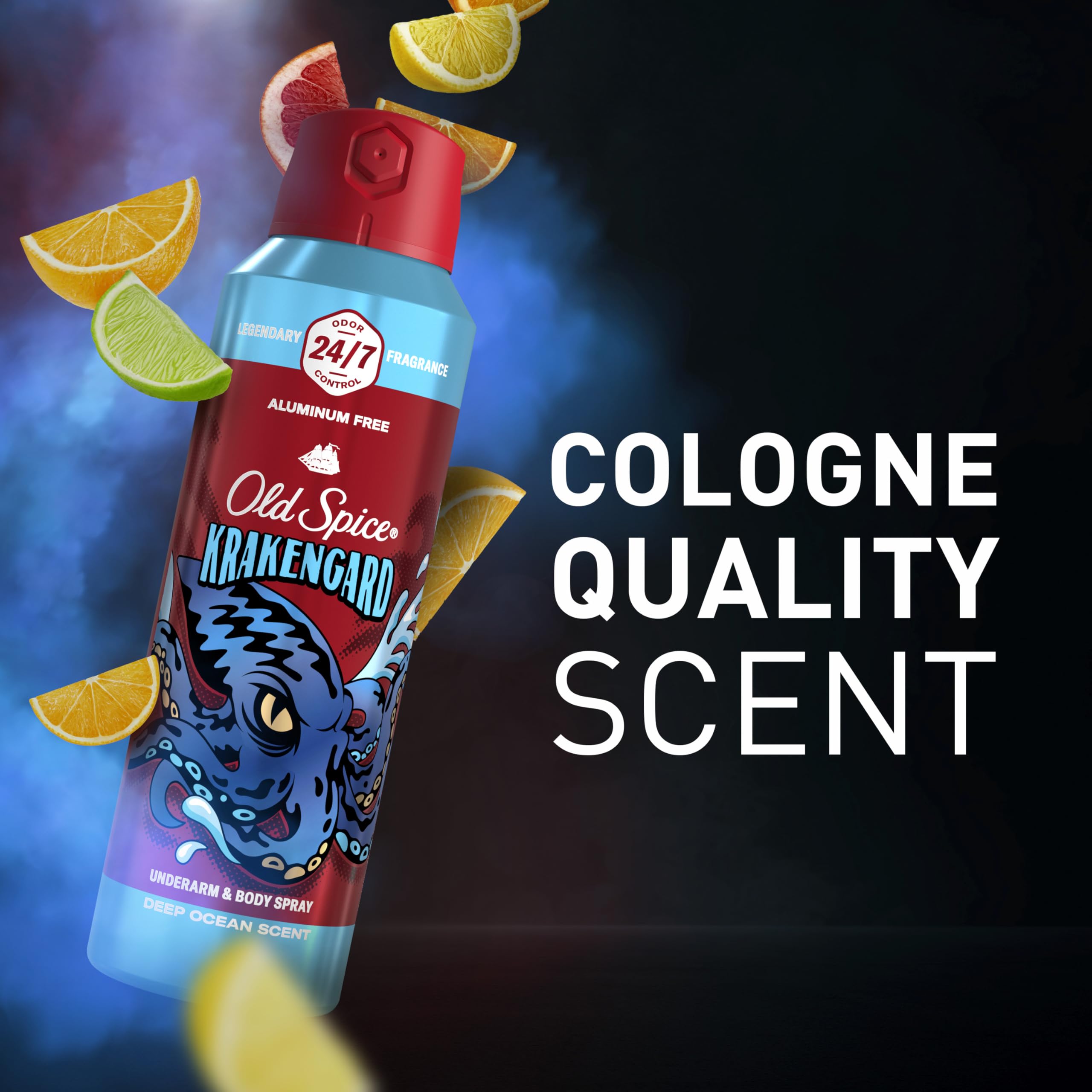Old Spice Krakengard aluminum-free label close-up on the bottle