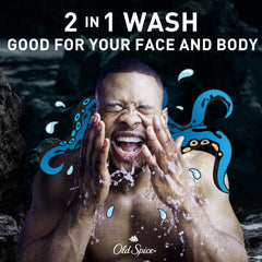 Old Spice Krakengard deep ocean scent label emphasizes masculine notes