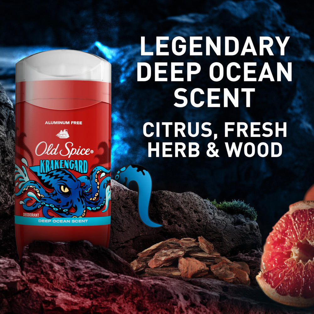 Product bottle emphasizes deep ocean fragrance and masculinity.