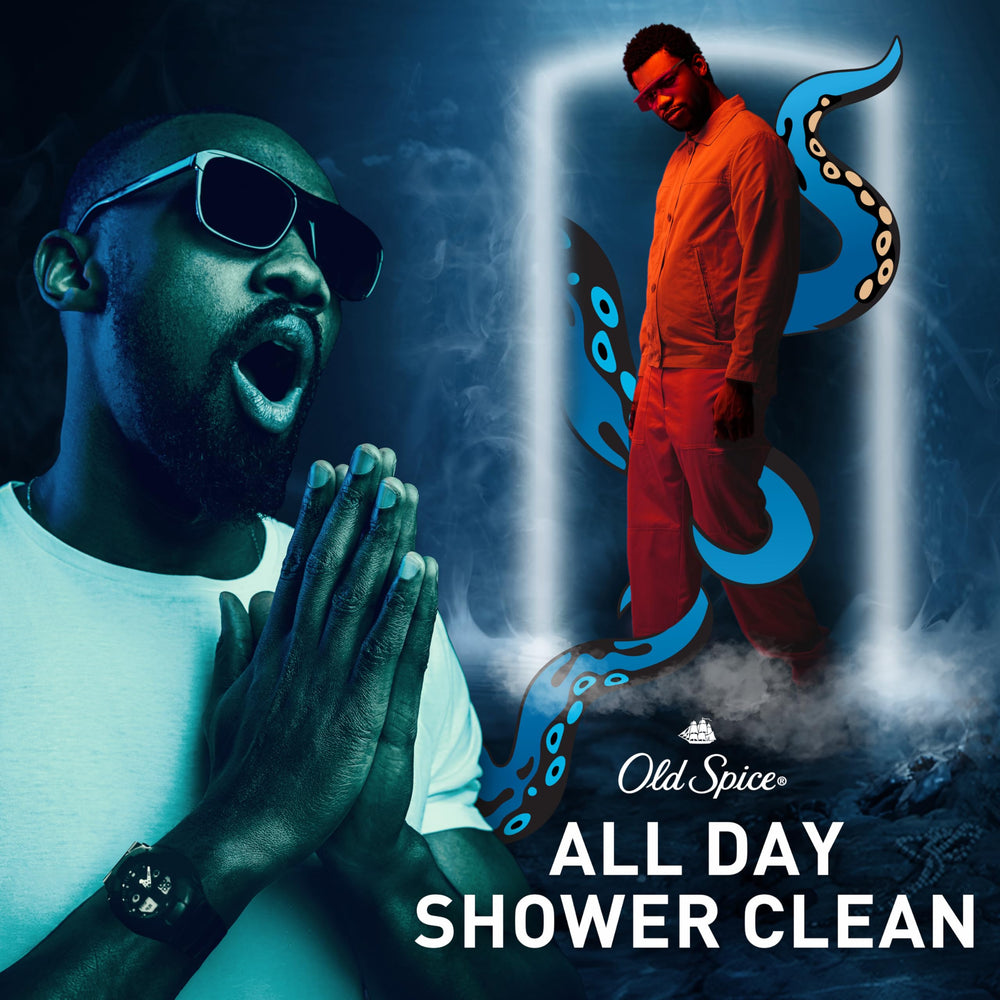 Old Spice Krakengard shower scene conveying refreshment after workouts