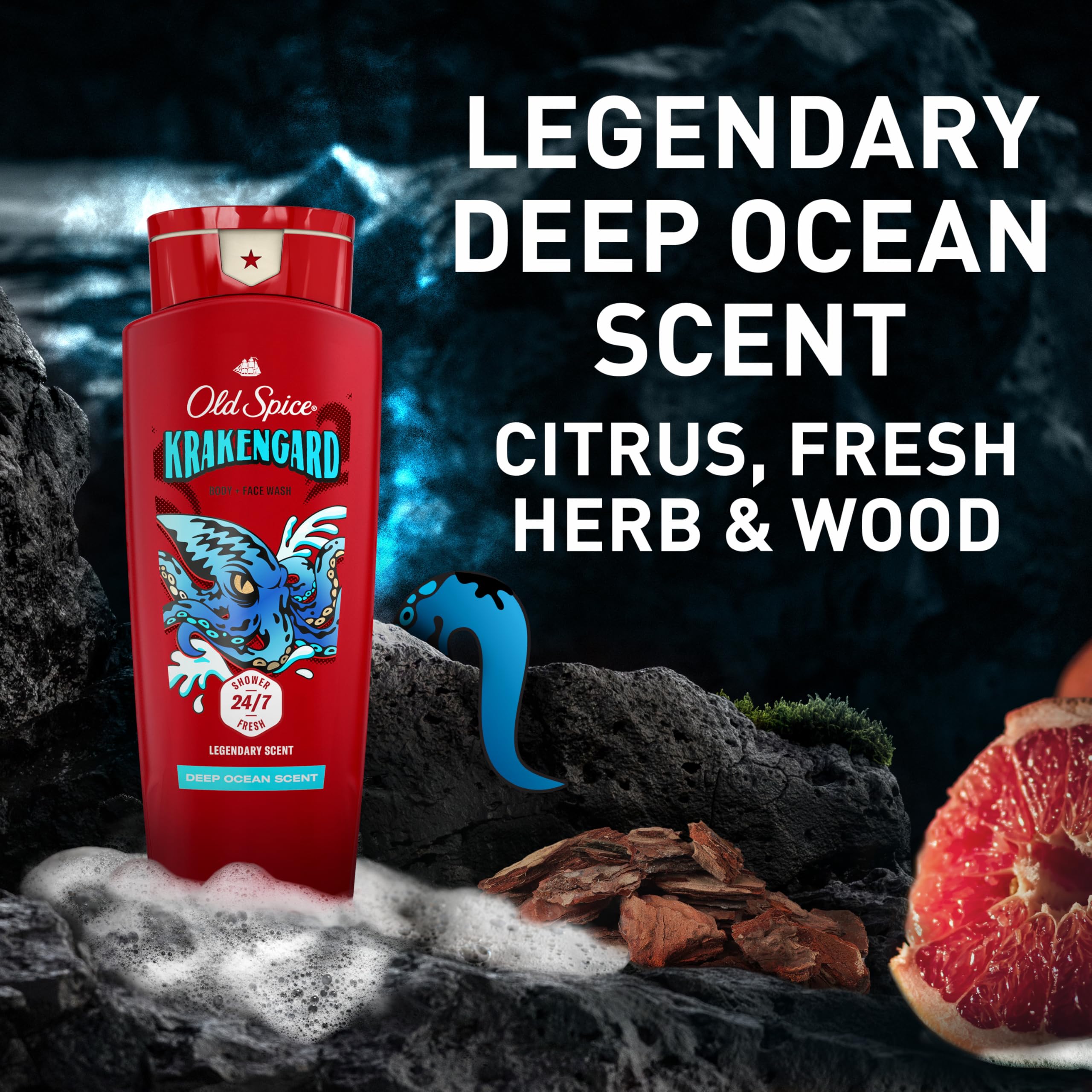 Old Spice Krakengard wet-hands dispense close-up