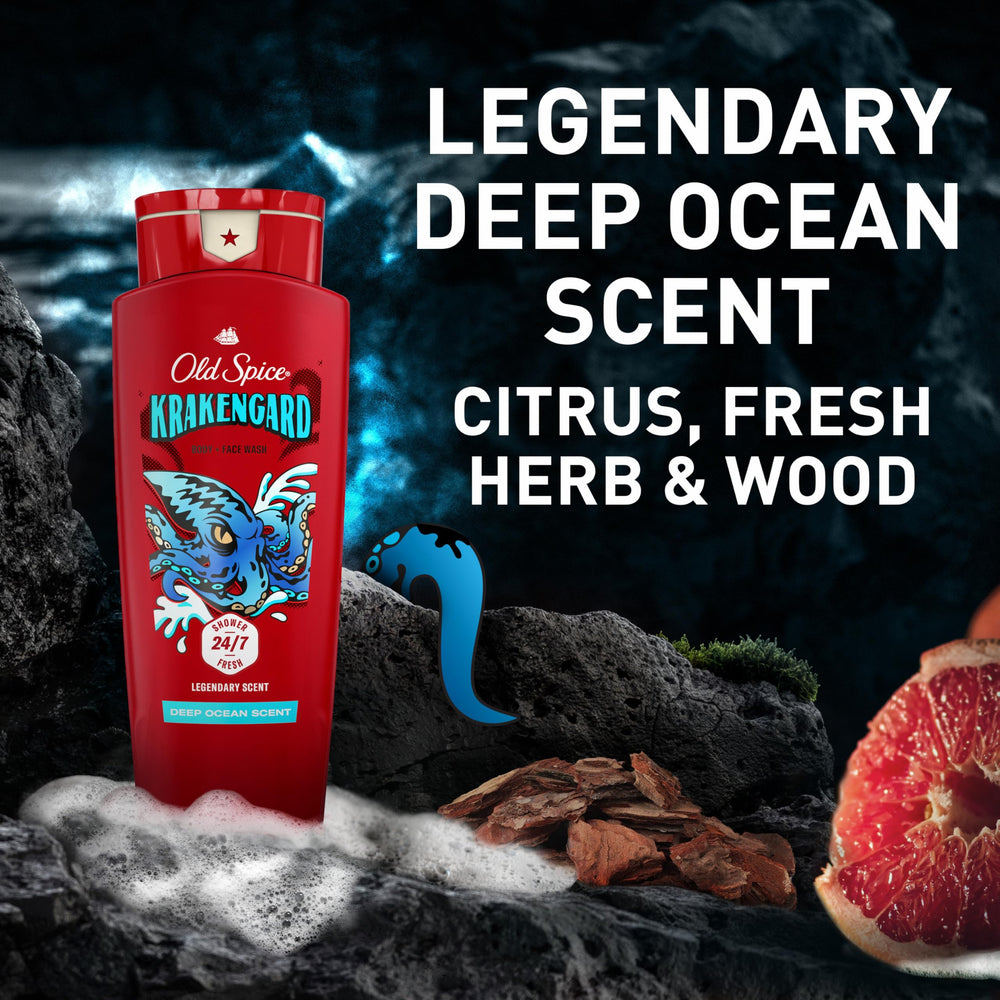 Old Spice Krakengard wet-hands dispense close-up