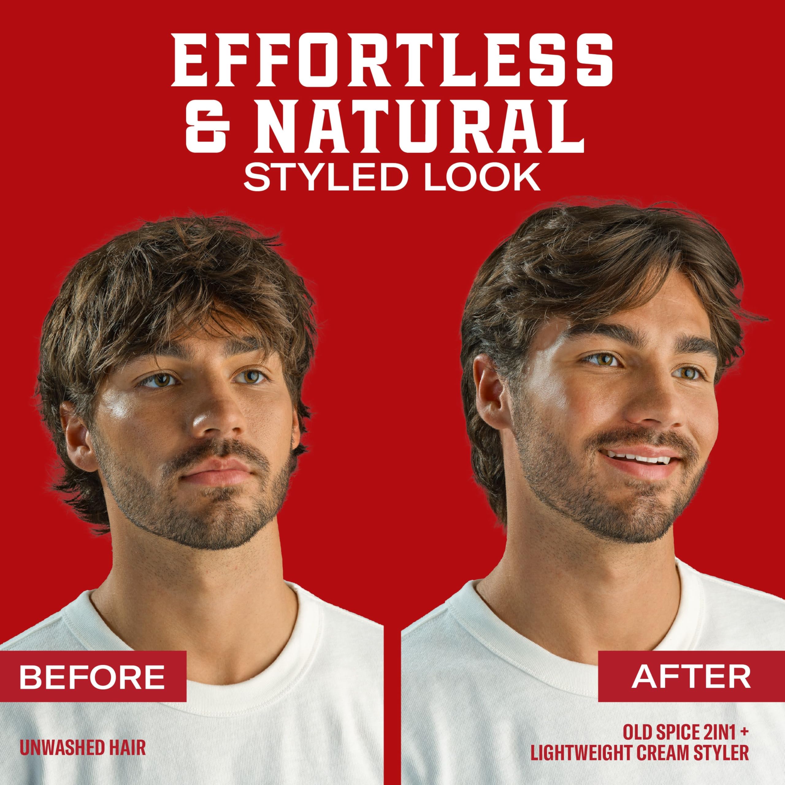 Hair with matte finish using Old Spice Lightweight Cream.