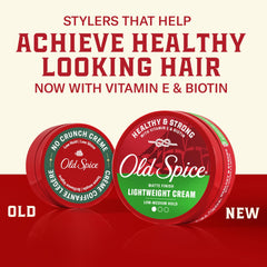 Old Spice Lightweight Cream packaging highlighting vitamin E and biotin.