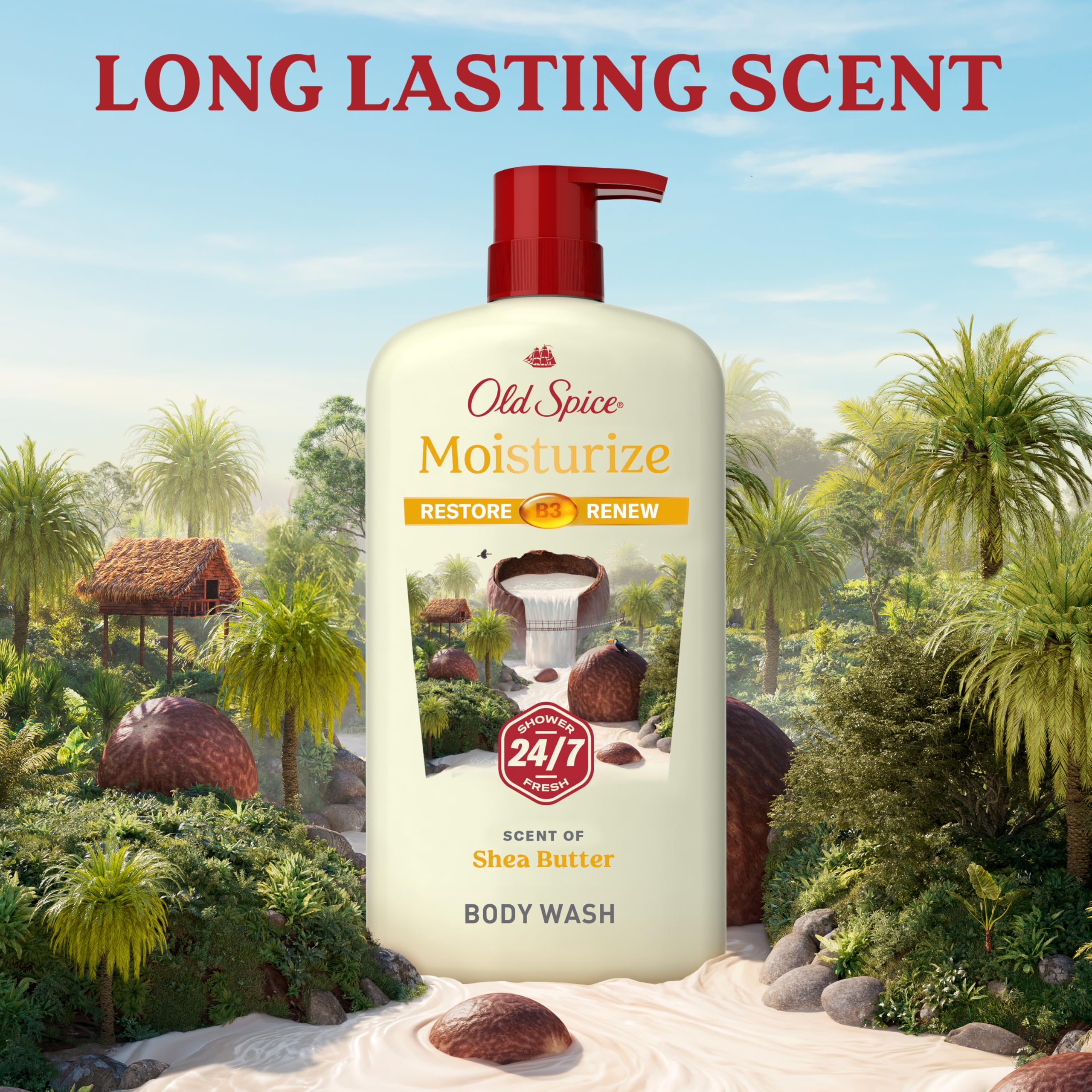 Old Spice long-lasting scent indicating persistent fragrance after shower