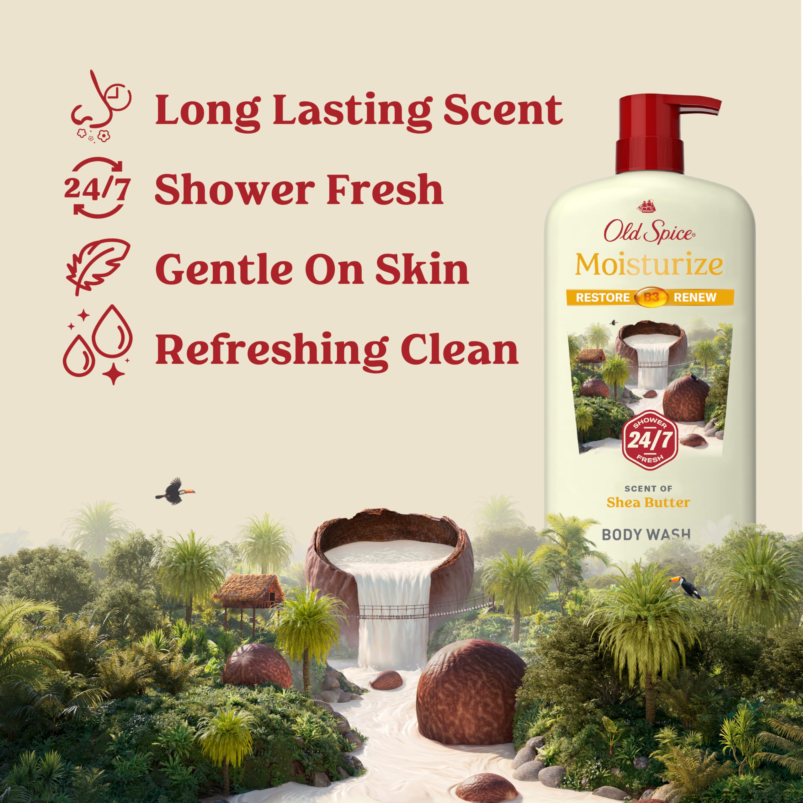 Old Spice lush lather closeup showing creamy foam and moisture