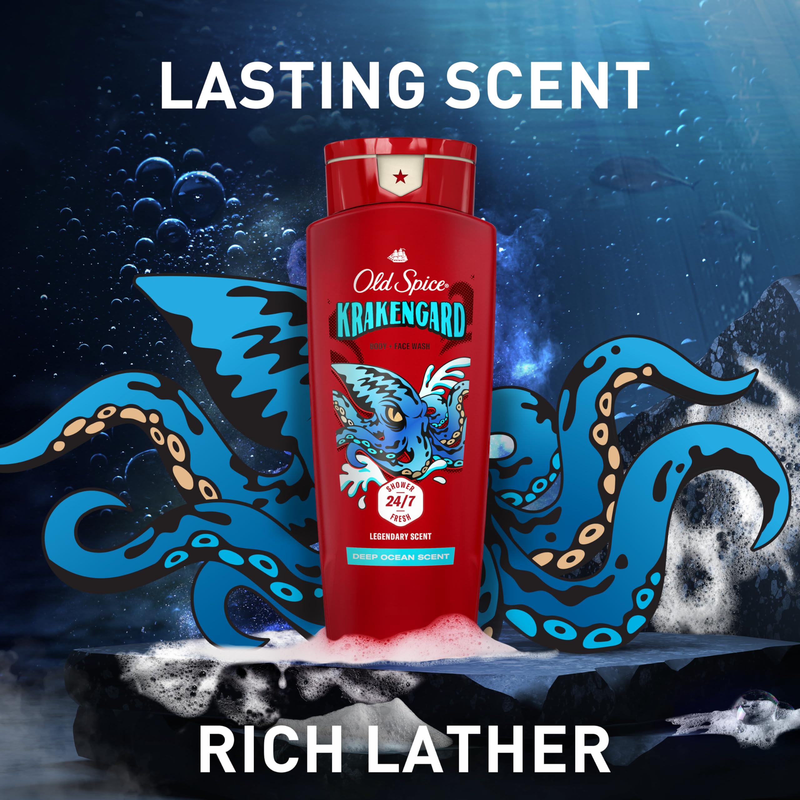 Old Spice Krakengard pack four bottles indicating value and convenience