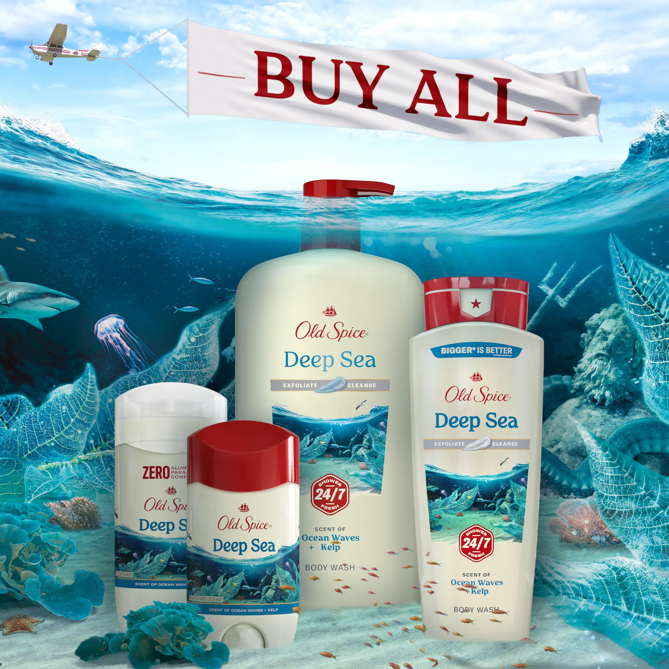 Old Spice packaging design highlights 24/7 protection in a sleek box