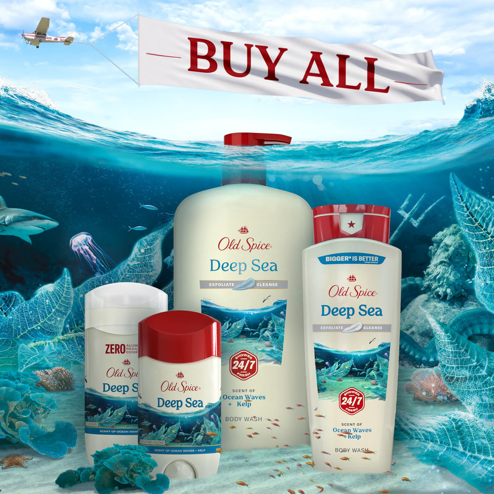 Old Spice packaging design highlights 24/7 protection in a sleek box