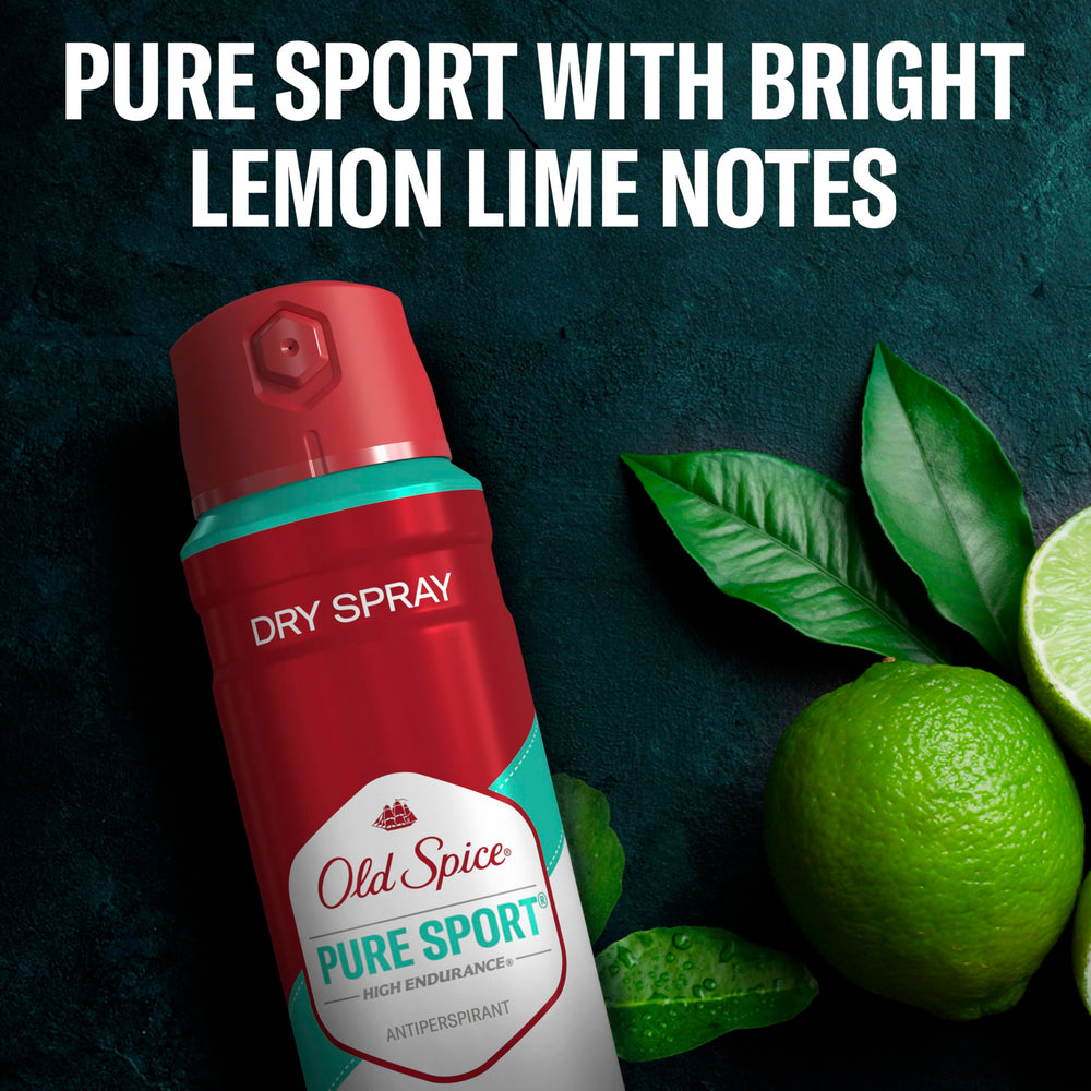 Old Spice Pure Sport can with branding signaling all-day protection.
