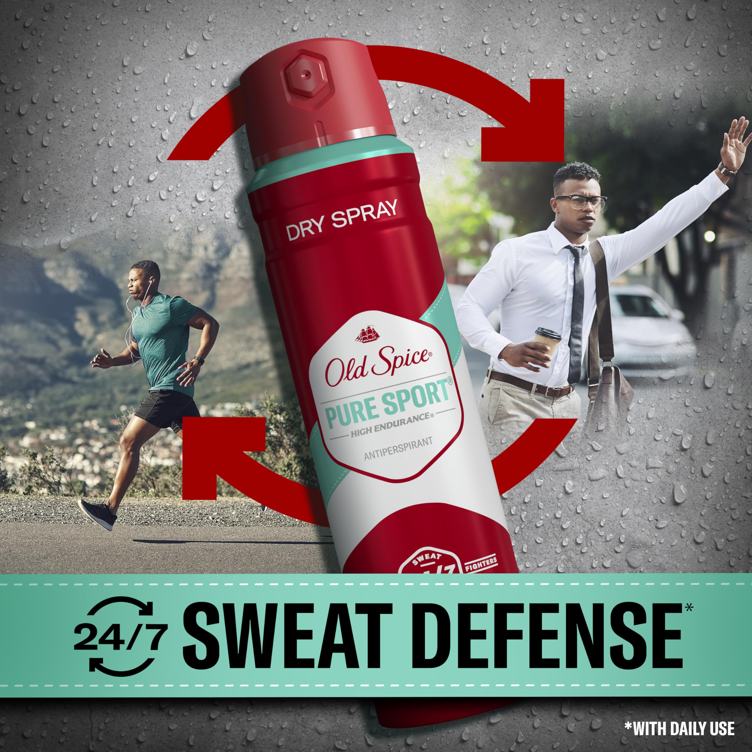 Old Spice Pure Sport close-up highlights energizing scent for workouts.